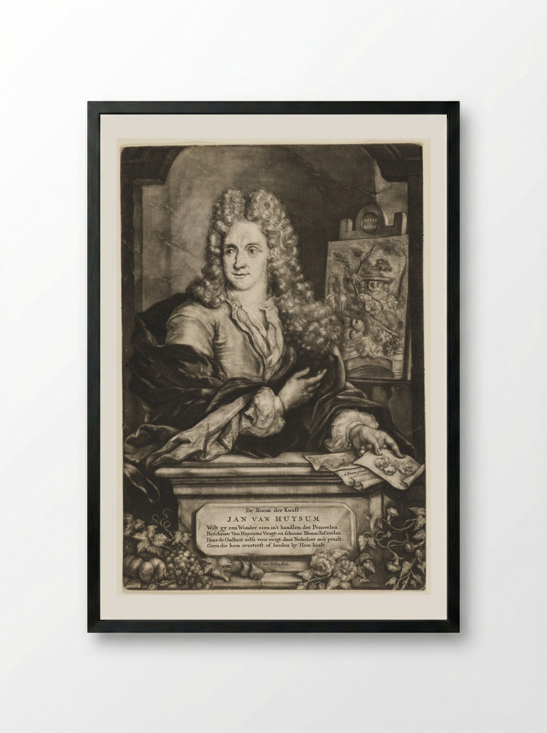 Portrait of Jan van Huysum - Arnoud van Halen - Framed Print Black