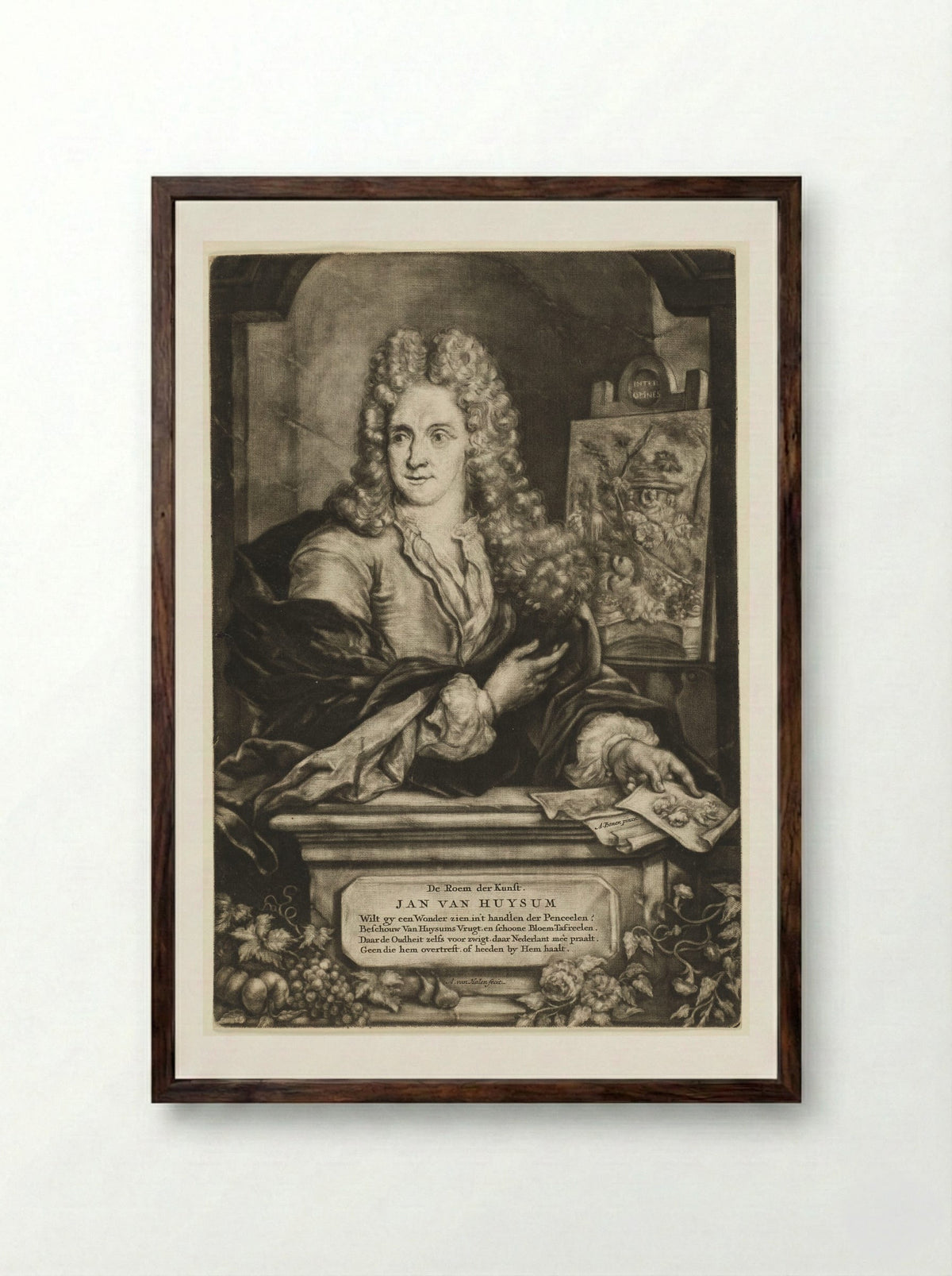Portrait of Jan van Huysum - Arnoud van Halen - Framed Print Dark Wood