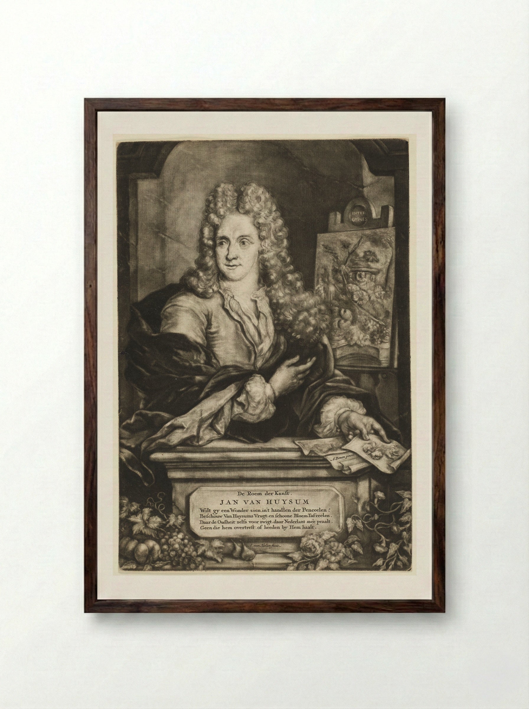 Portrait of Jan van Huysum - Arnoud van Halen - Framed Print Dark Wood