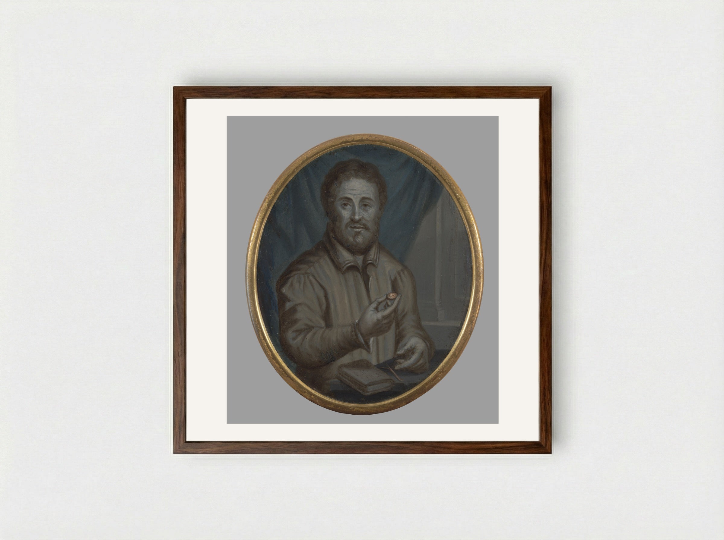 Portrait of Janus Secundus - Arnoud van Halen - Framed Print Dark Wood