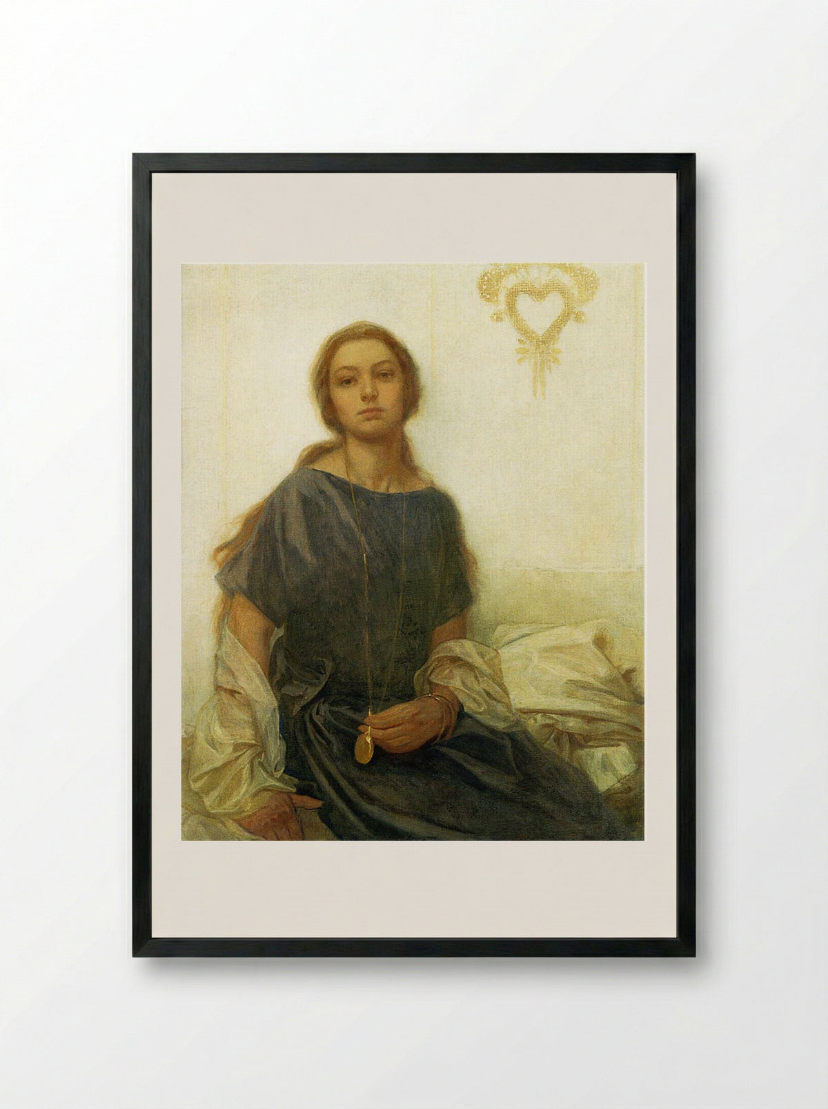 Portrait of Jaroslava - Alphonse Mucha - Framed Print Black