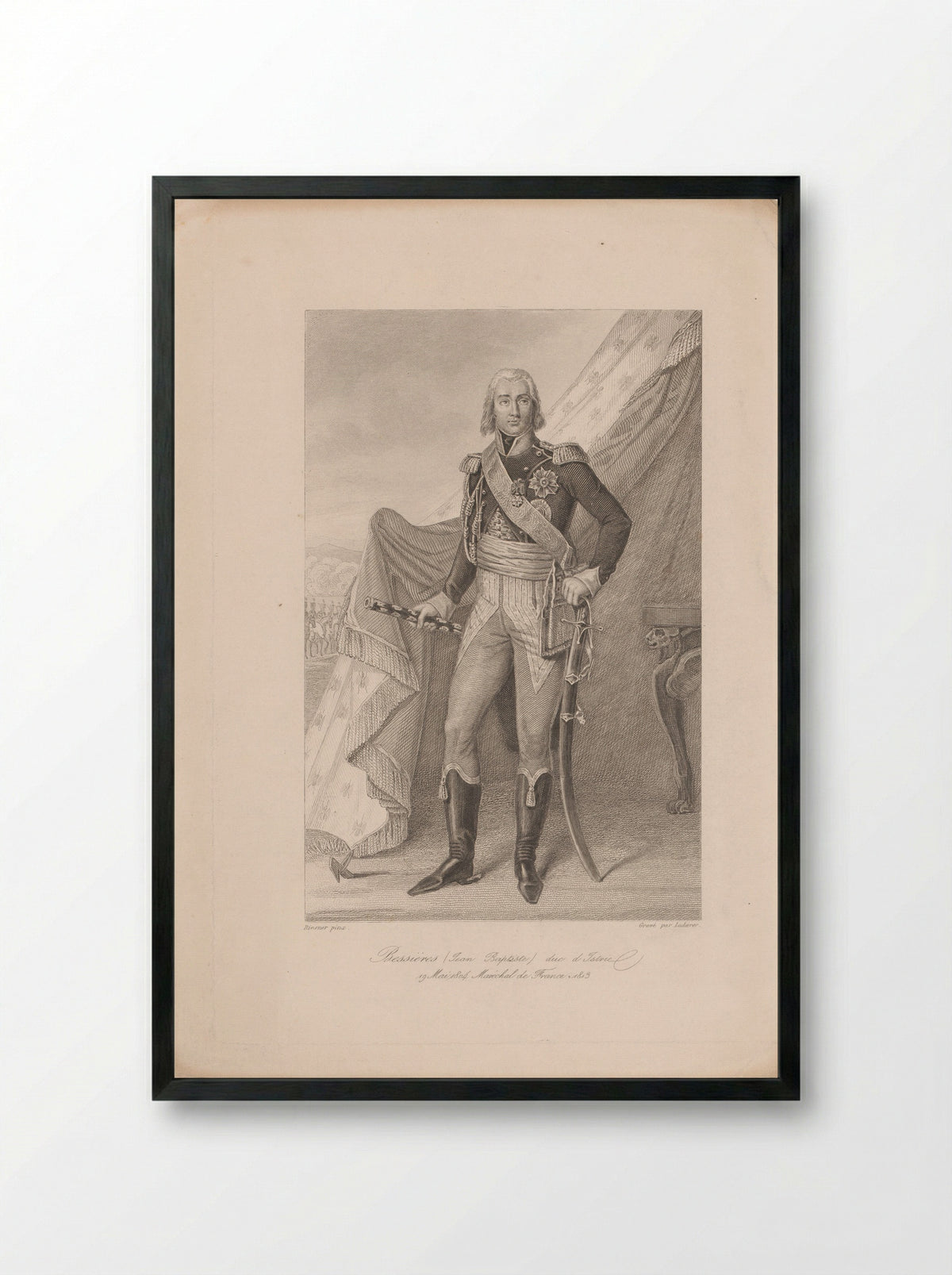Portrait of Jean-Baptiste Bessières - Charles Gavard - Framed Print Black