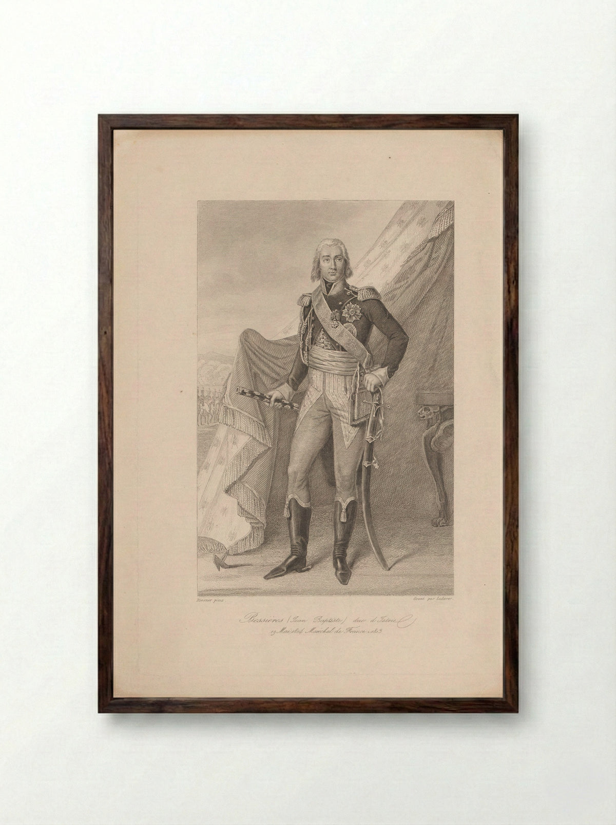 Portrait of Jean-Baptiste Bessières - Charles Gavard - Framed Print Dark Wood