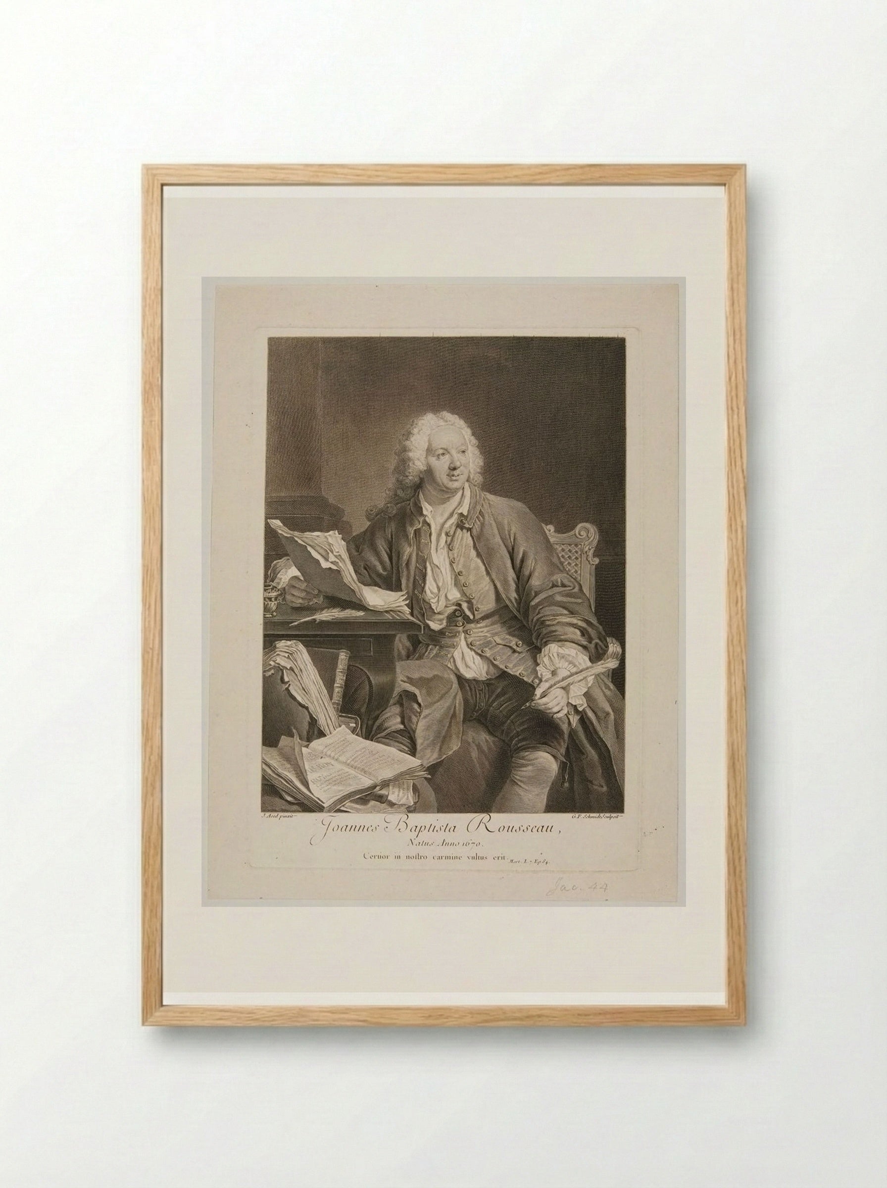 Portrait of Jean-Baptiste Rousseau - Georg Friedrich Schmidt - Framed Print Wood