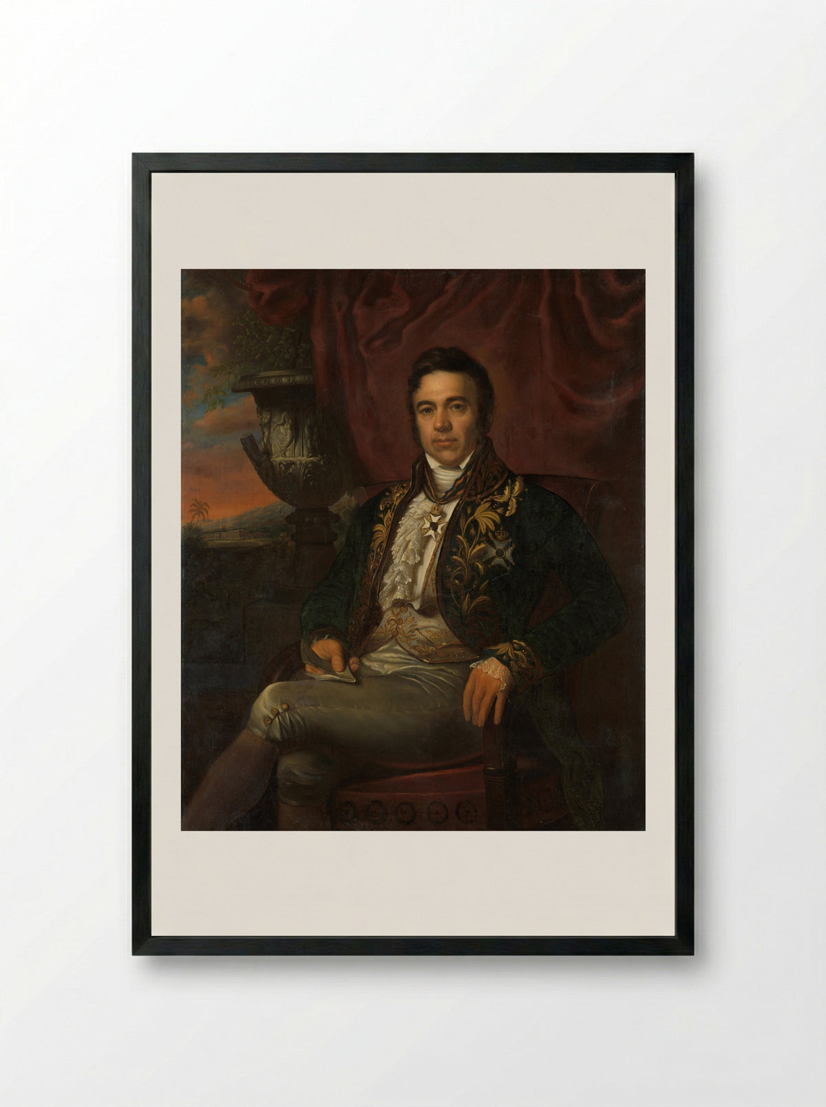 Portrait of Jean Chrétien Baud - Raden Saleh - Framed Print Black