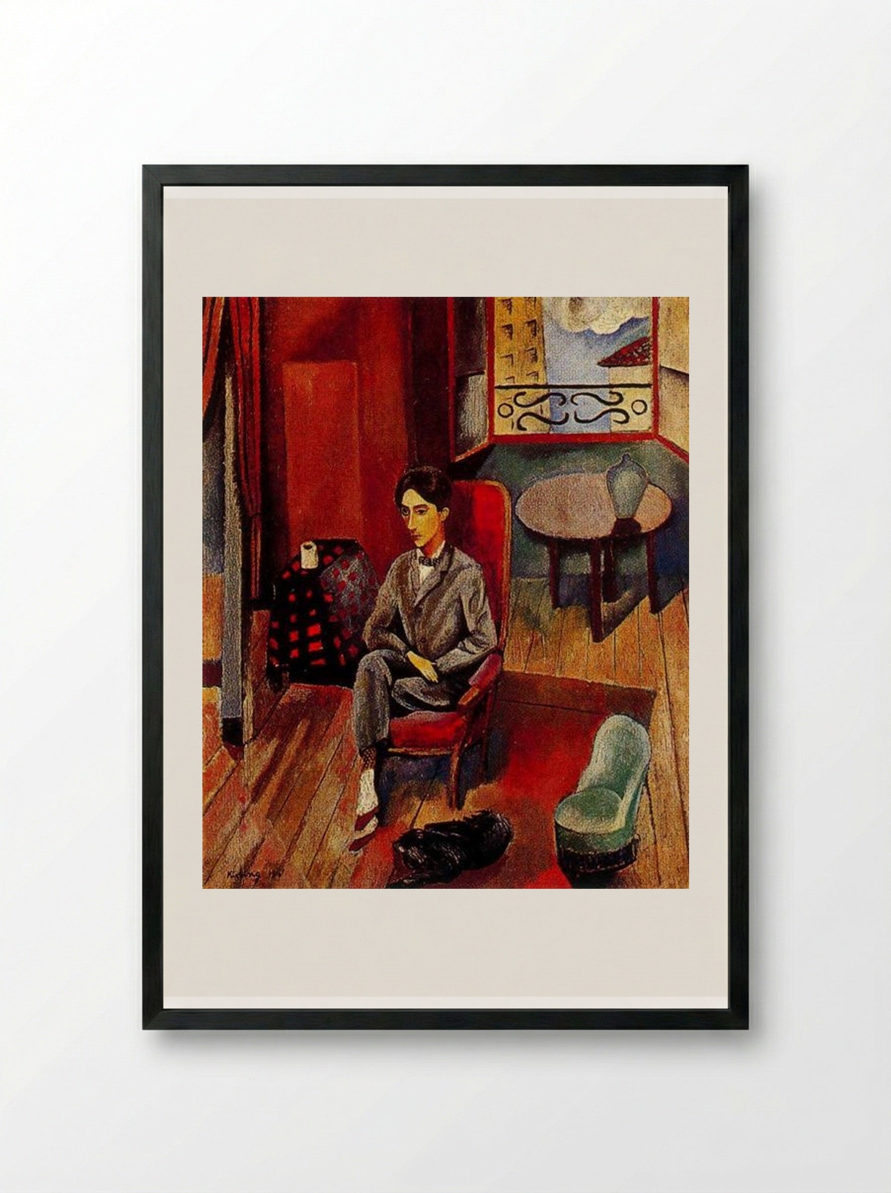Portrait of Jean Cocteau - Moïse Kisling - Framed Print Black