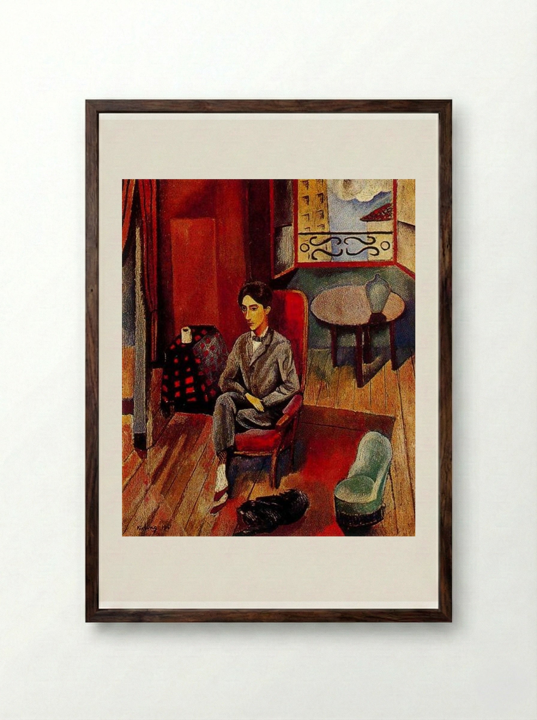 Portrait of Jean Cocteau - Moïse Kisling - Framed Print Dark Wood