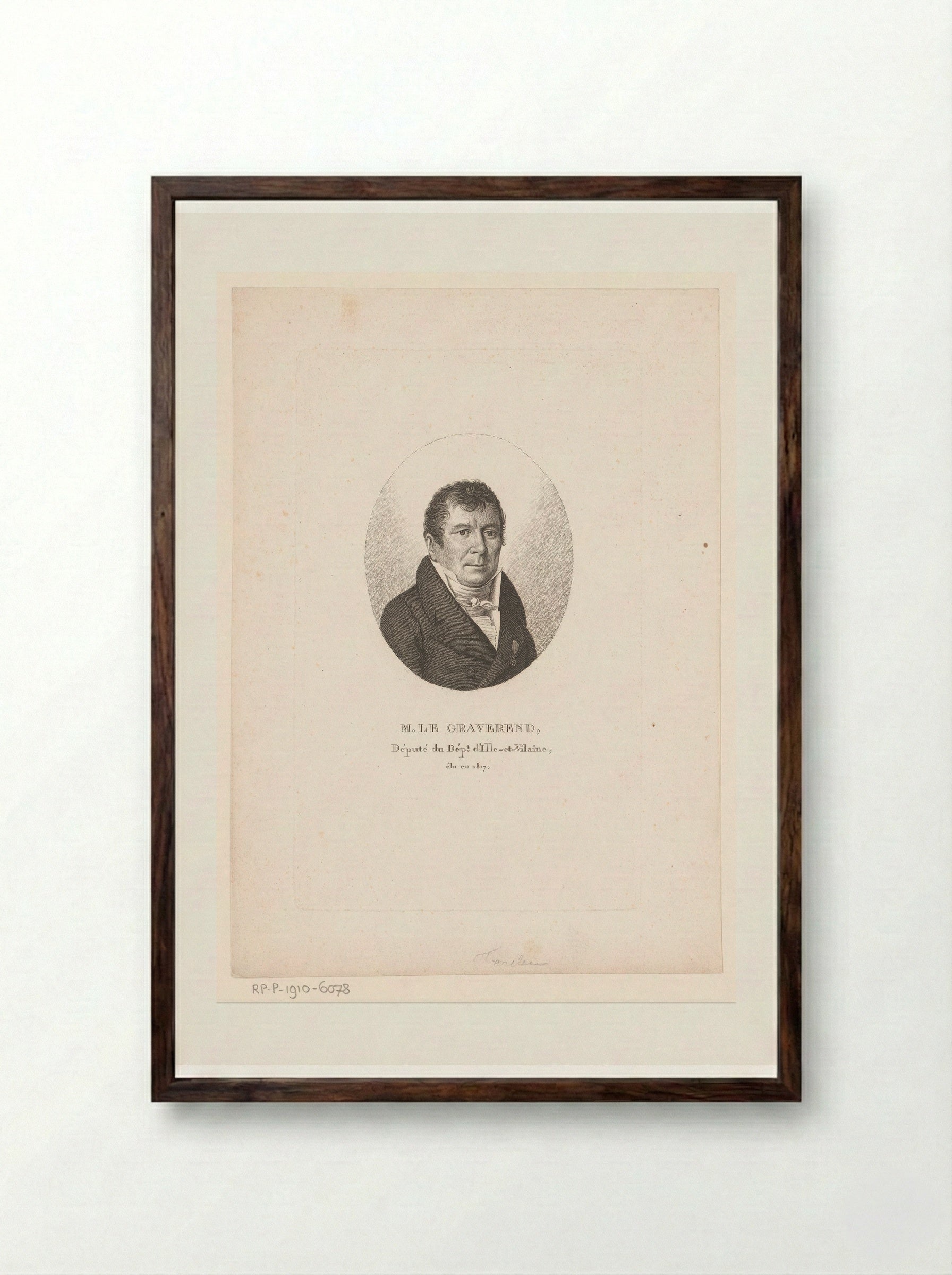 Portrait of Jean-Marie Emmanuel Legraverend - Ambroise Tardieu - Framed Print Dark Wood