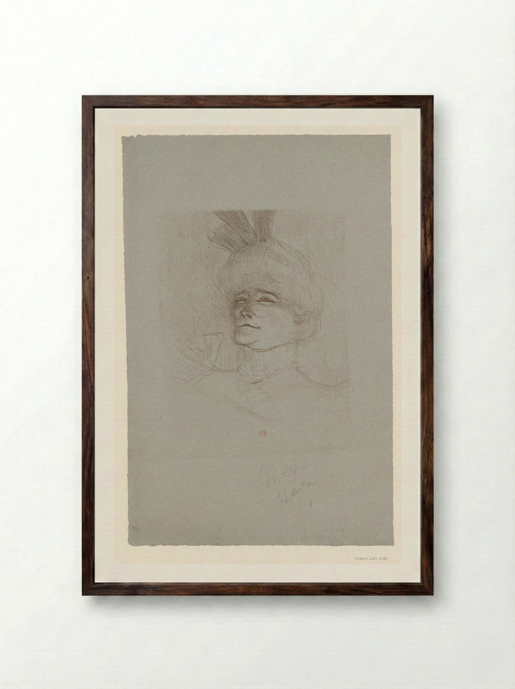 Portrait of Jeanne Granier - Henri de Toulouse-Lautrec - Framed Print Dark Wood