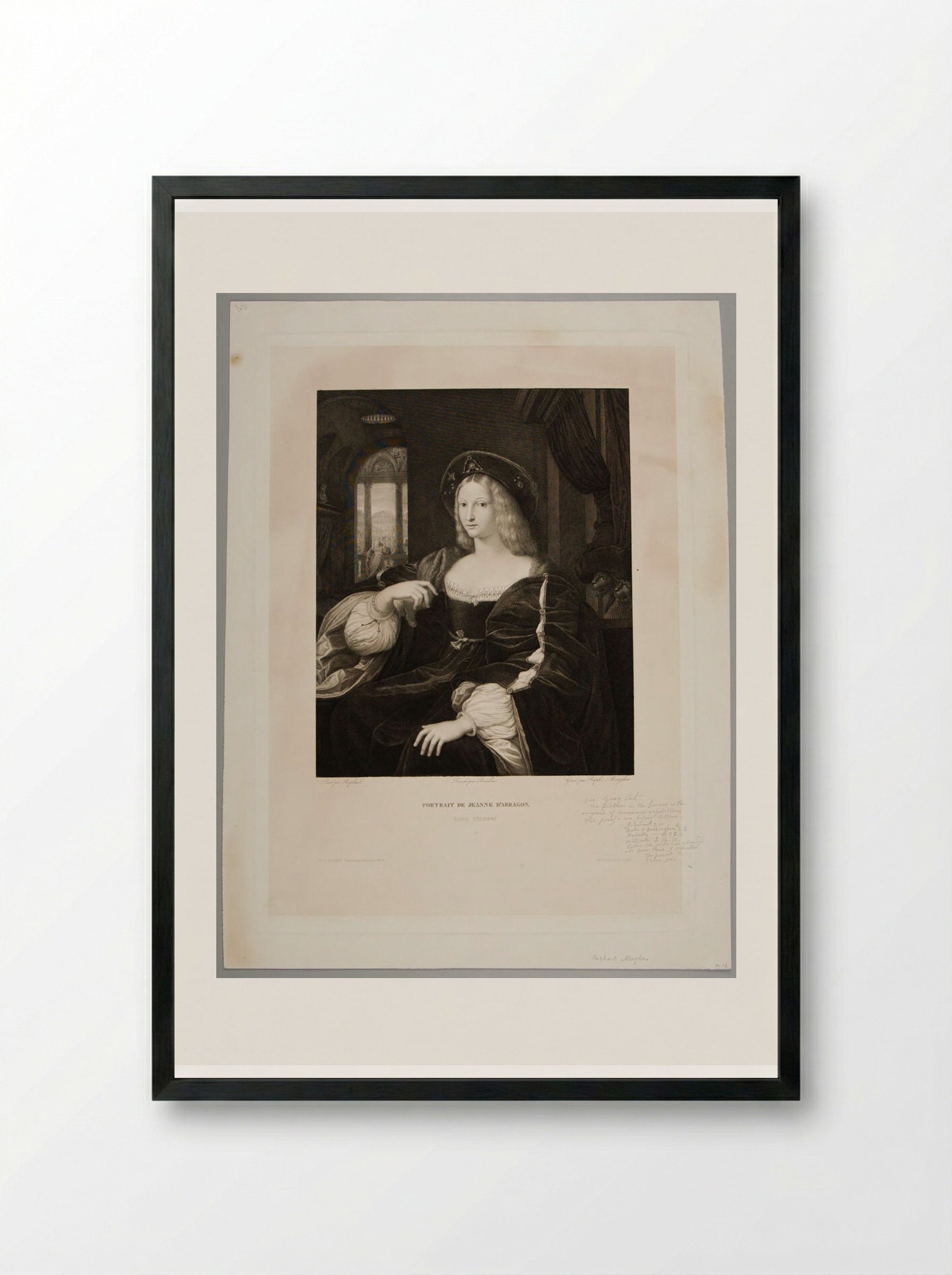 Portrait of Joanna of Aragon - Raphael Morghen - Framed Print Black