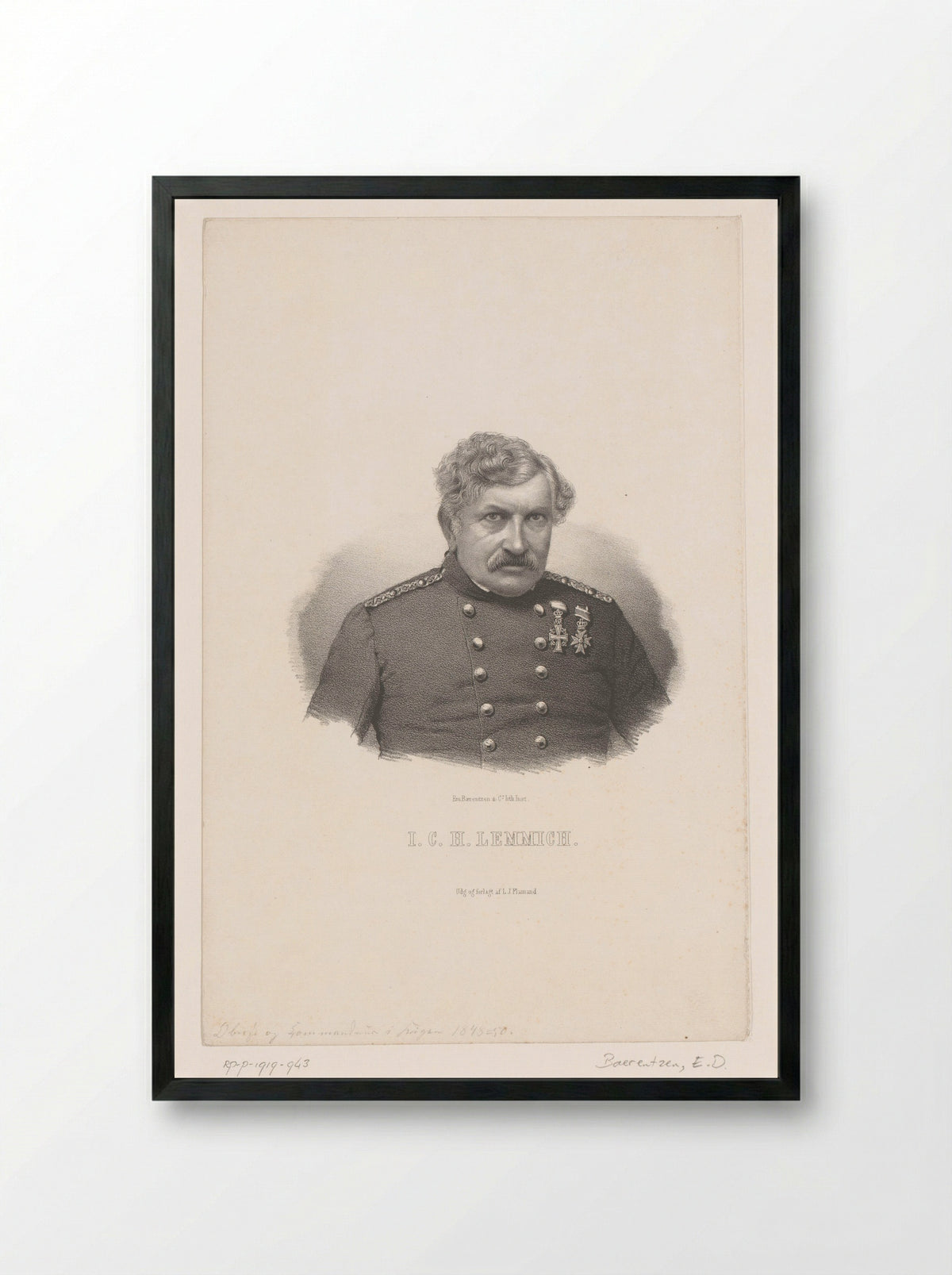 Portrait of Jobst Conrad Hirch Lemmich - Emilius Ditlev Baerentzen - Framed Print Black