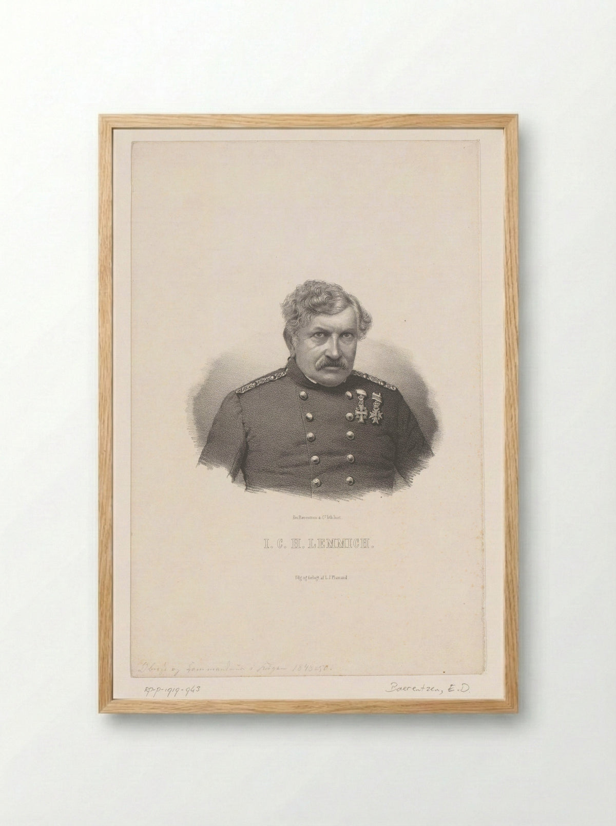 Portrait of Jobst Conrad Hirch Lemmich - Emilius Ditlev Baerentzen - Framed Print Wood