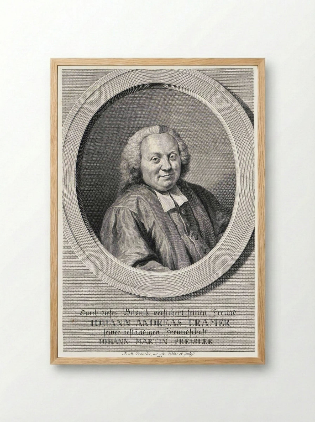 Portrait of Johann Andreas Cramer - Johann Martin Preisler - Framed Print Wood