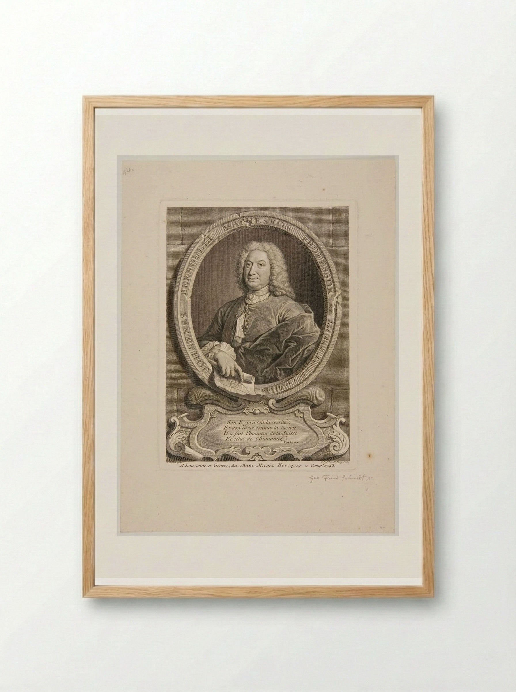Portrait of Johann Bernoulli - Georg Friedrich Schmidt - Framed Print Wood