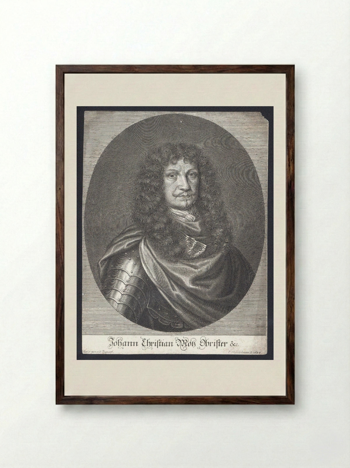 Portrait of Johann Christian Motz - Elias Hainzelmann - Framed Print Dark Wood