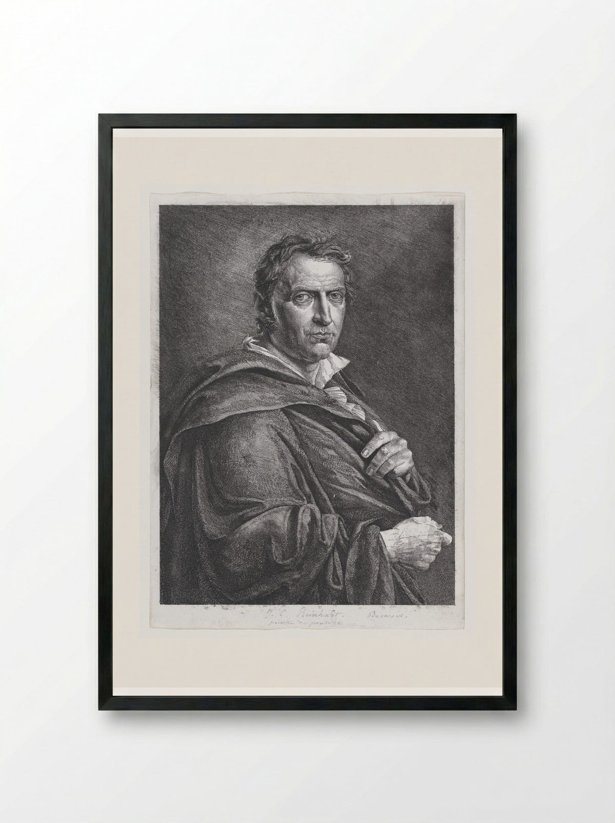 Portrait of Johann Christian Reinhart - Johann Christian Reinhart - Framed Print Black