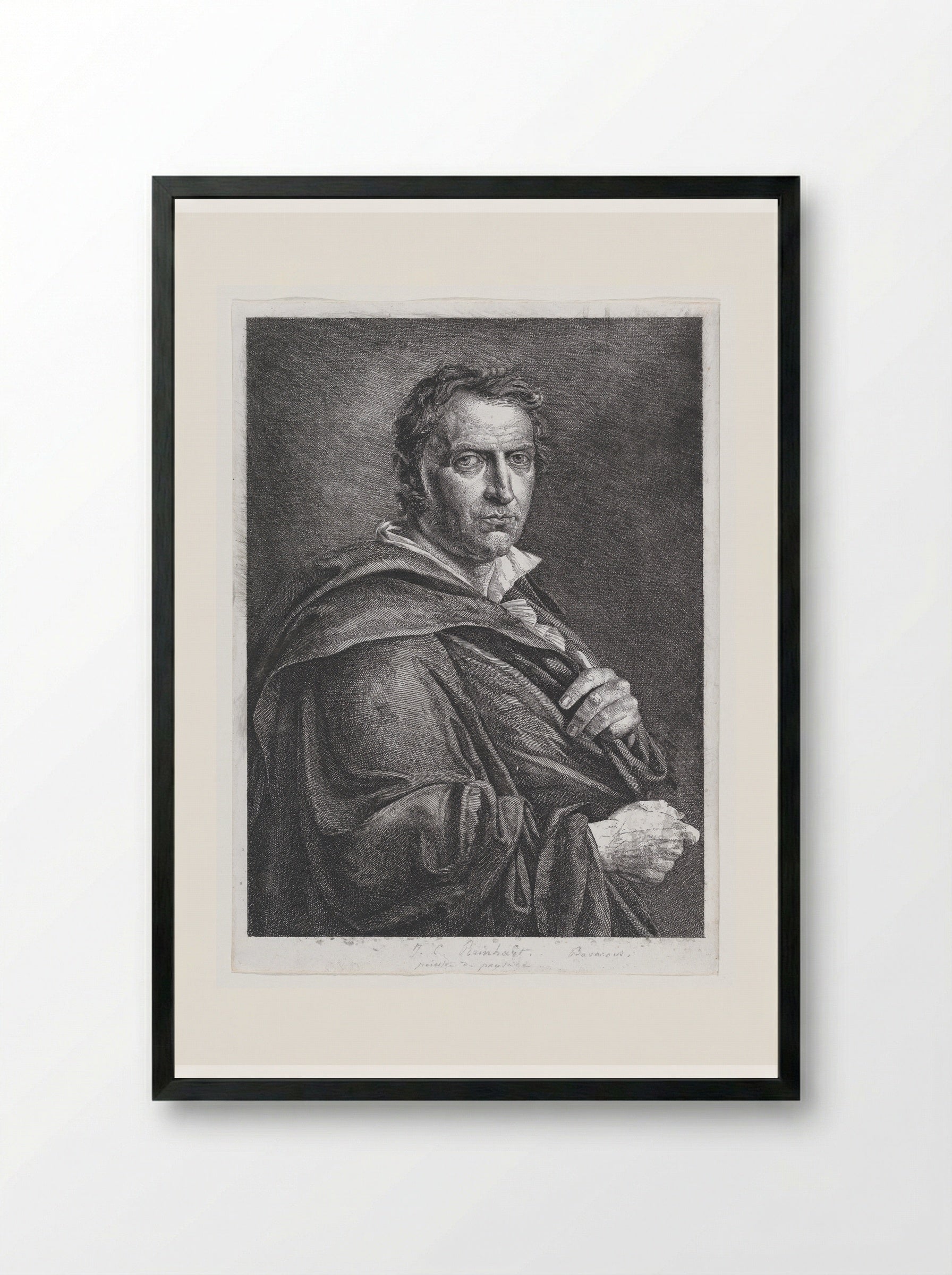 Portrait of Johann Christian Reinhart - Johann Christian Reinhart - Framed Print Black