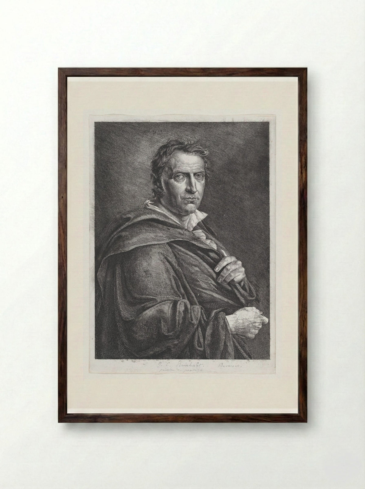 Portrait of Johann Christian Reinhart - Johann Christian Reinhart - Framed Print Dark Wood