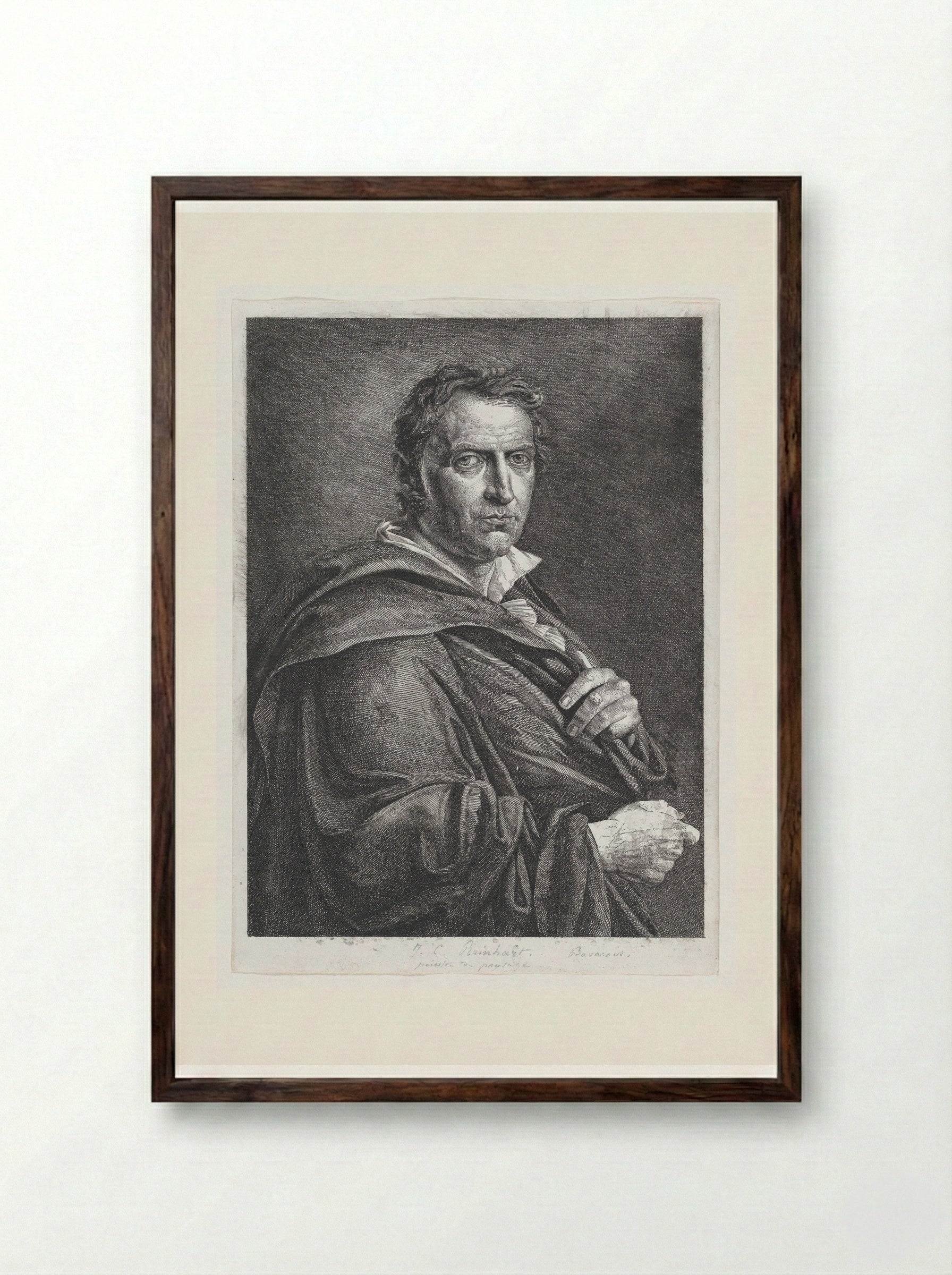 Portrait of Johann Christian Reinhart - Johann Christian Reinhart - Framed Print Dark Wood