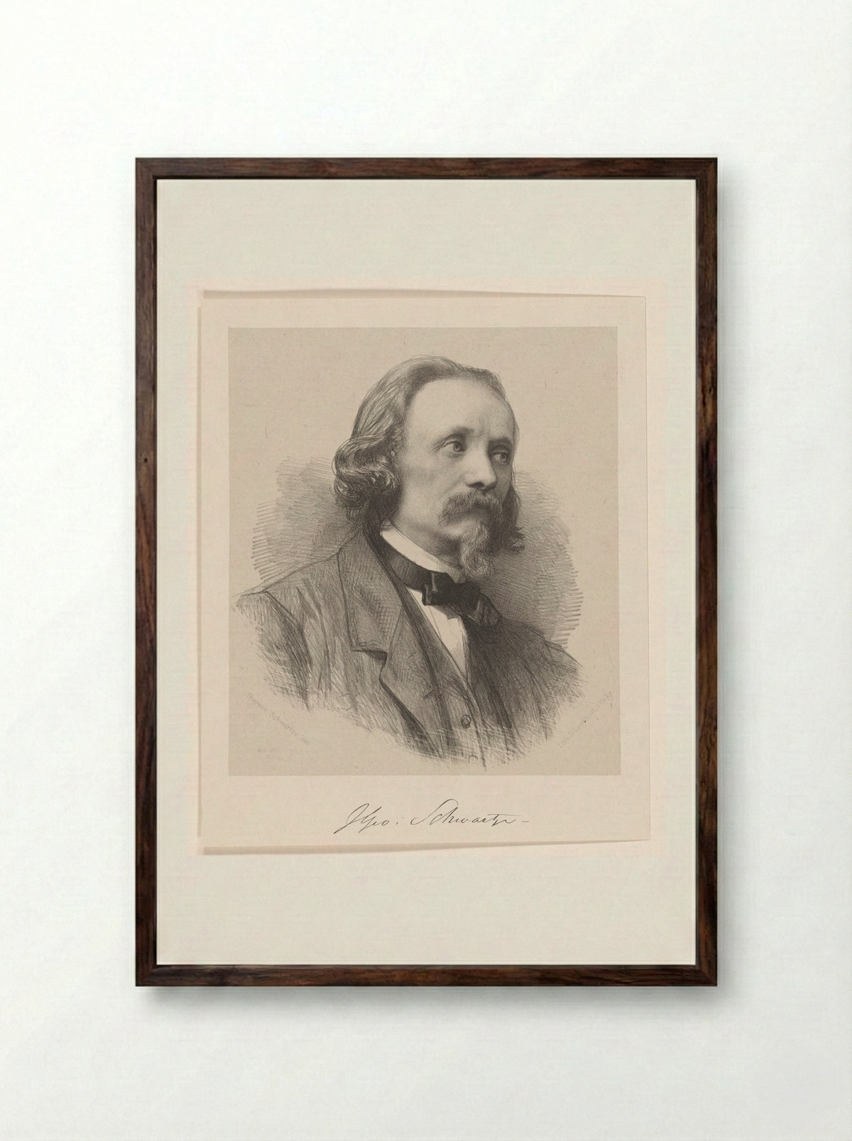 Portrait of Johann Georg Schwartze - Johann Georg Schwartze - Framed Print Dark Wood