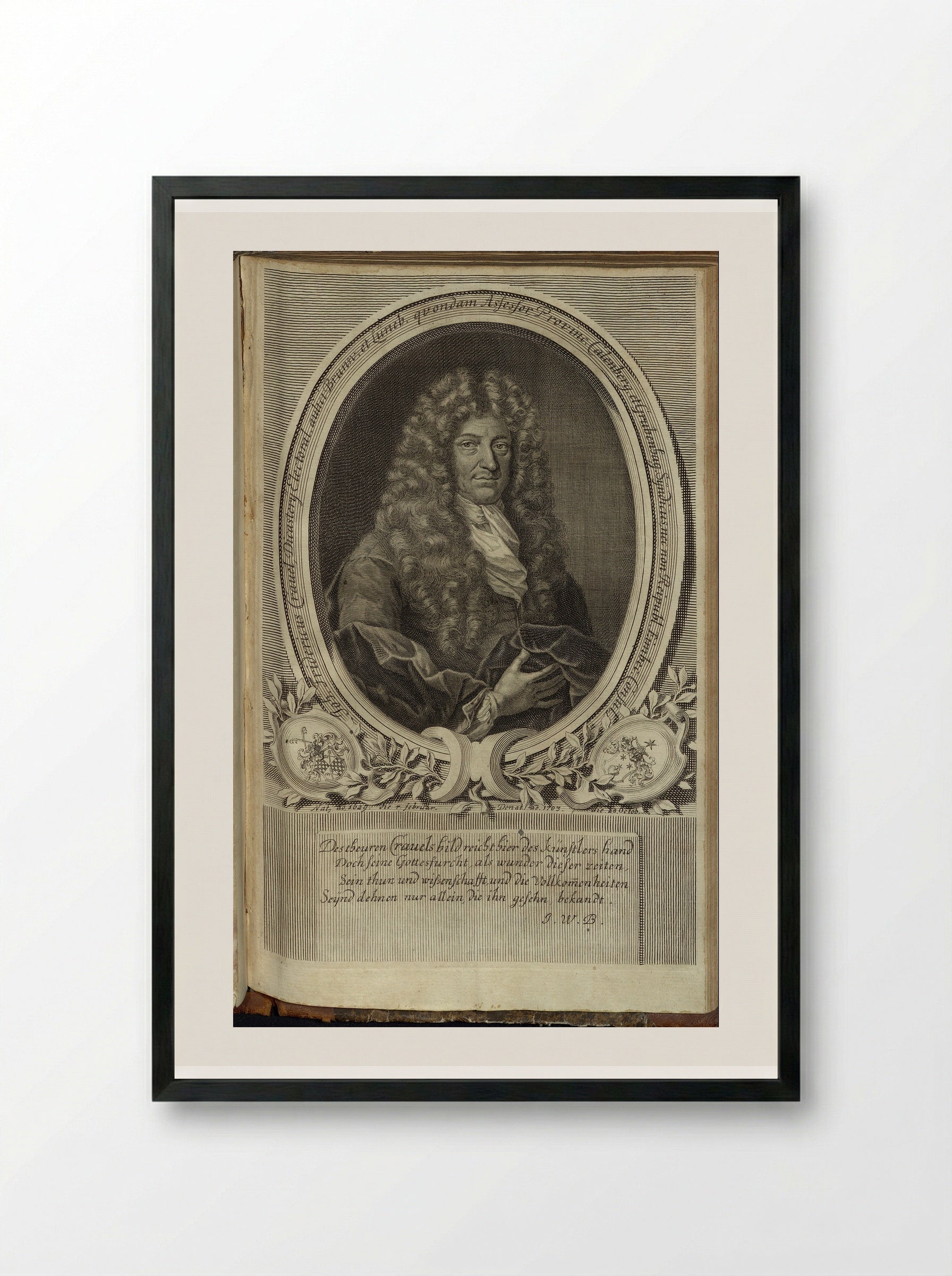 Portrait of Johann Gottfried von Mayern - Johann Martin Bernigeroth - Framed Print Black