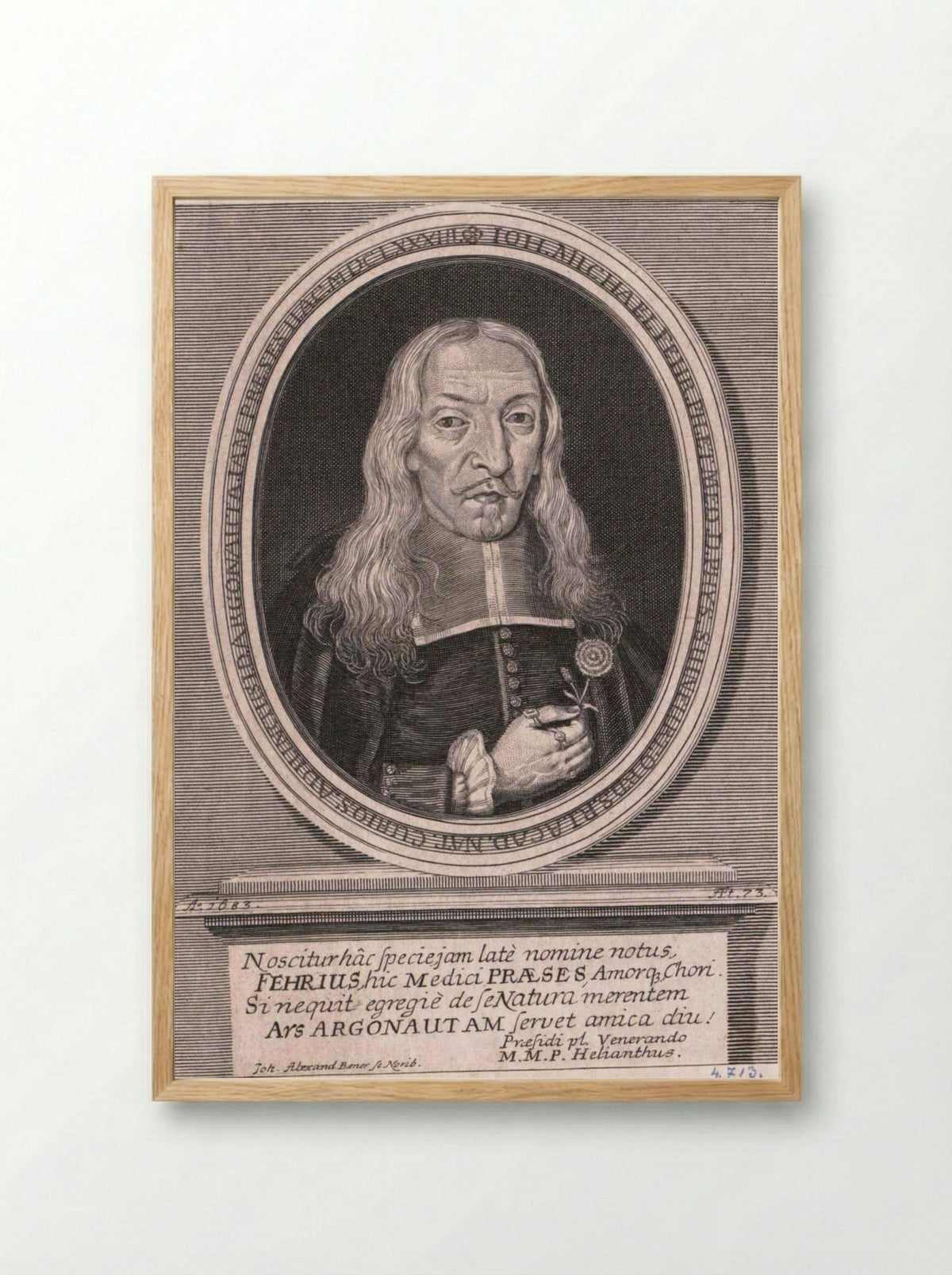 Portrait of Johann Michael Fehr - Johann Alexander Böner - Framed Print Wood