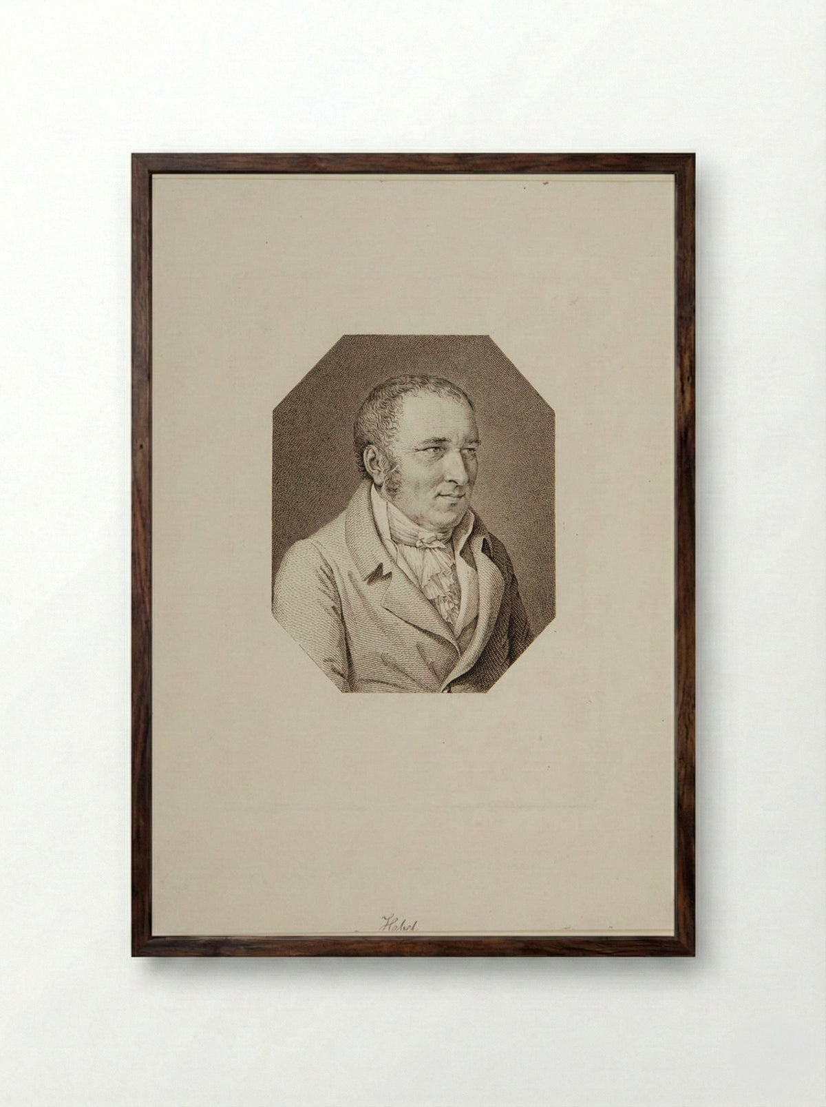 Portrait of Johann Peter Hebel - Johann Friedrich Wilhelm Müller - Framed Print Dark Wood