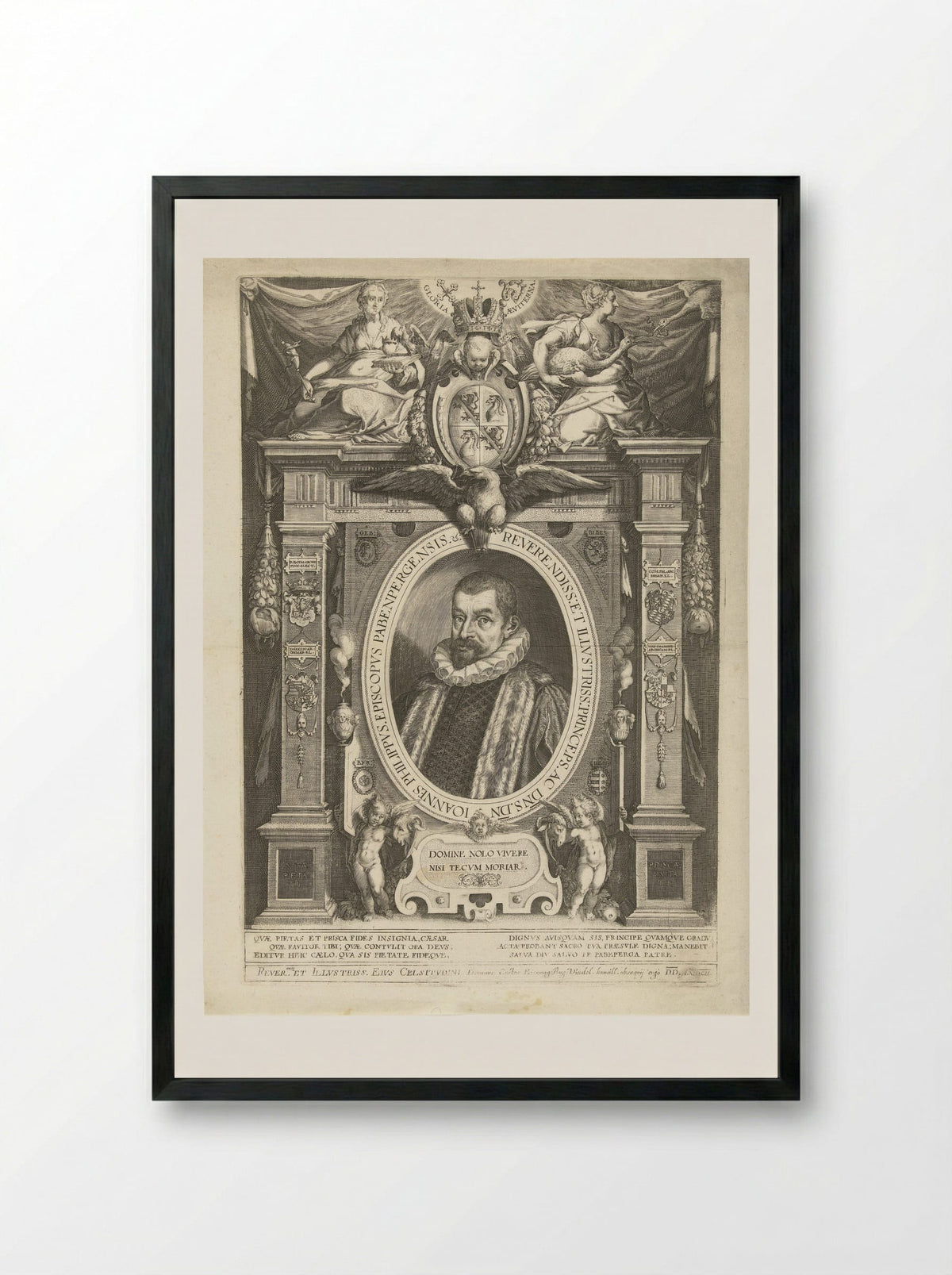 Portrait of Johann Philipp von Gebsattel - Dominicus Custos - Framed Print Black