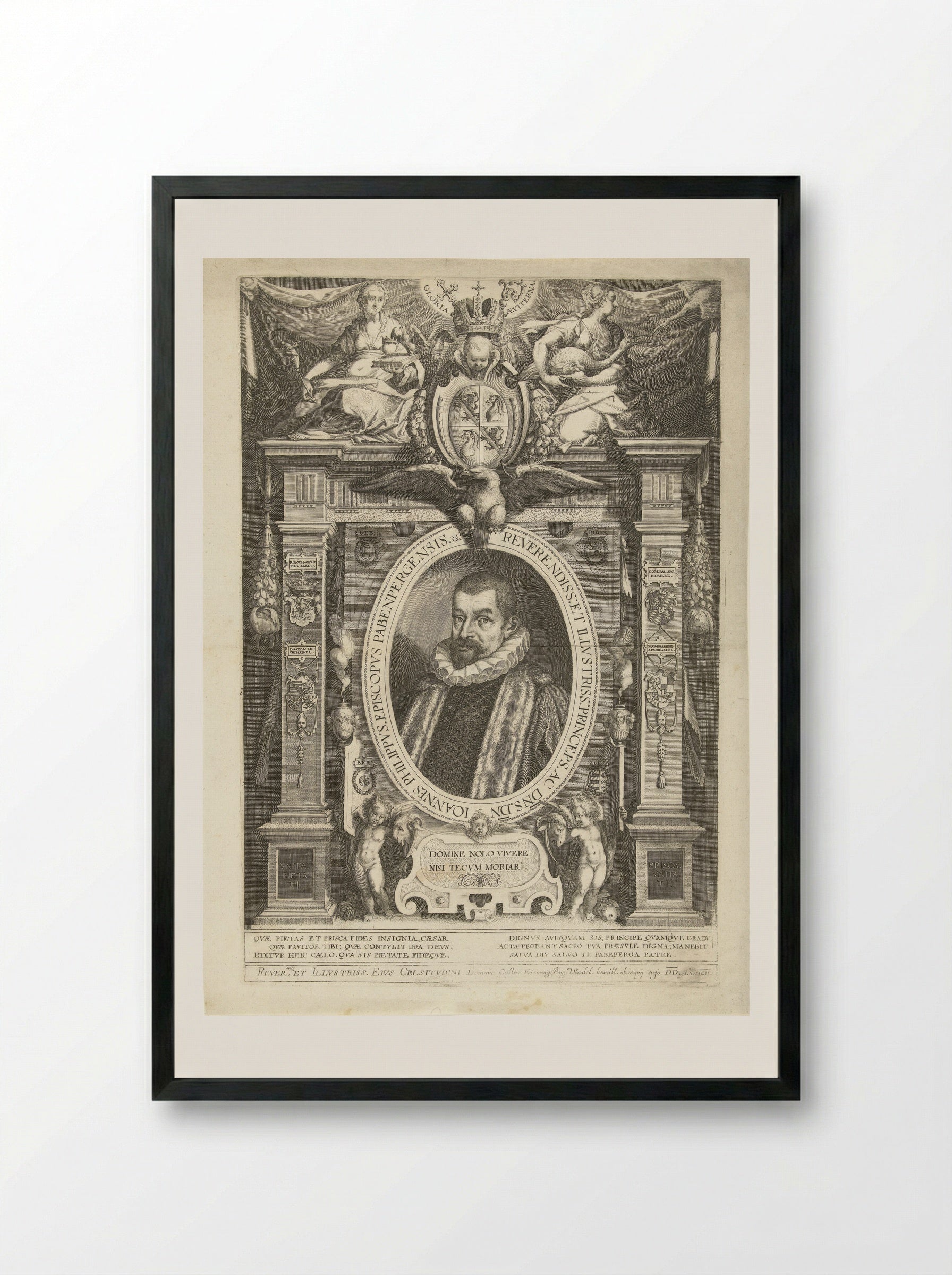 Portrait of Johann Philipp von Gebsattel - Dominicus Custos - Framed Print Black