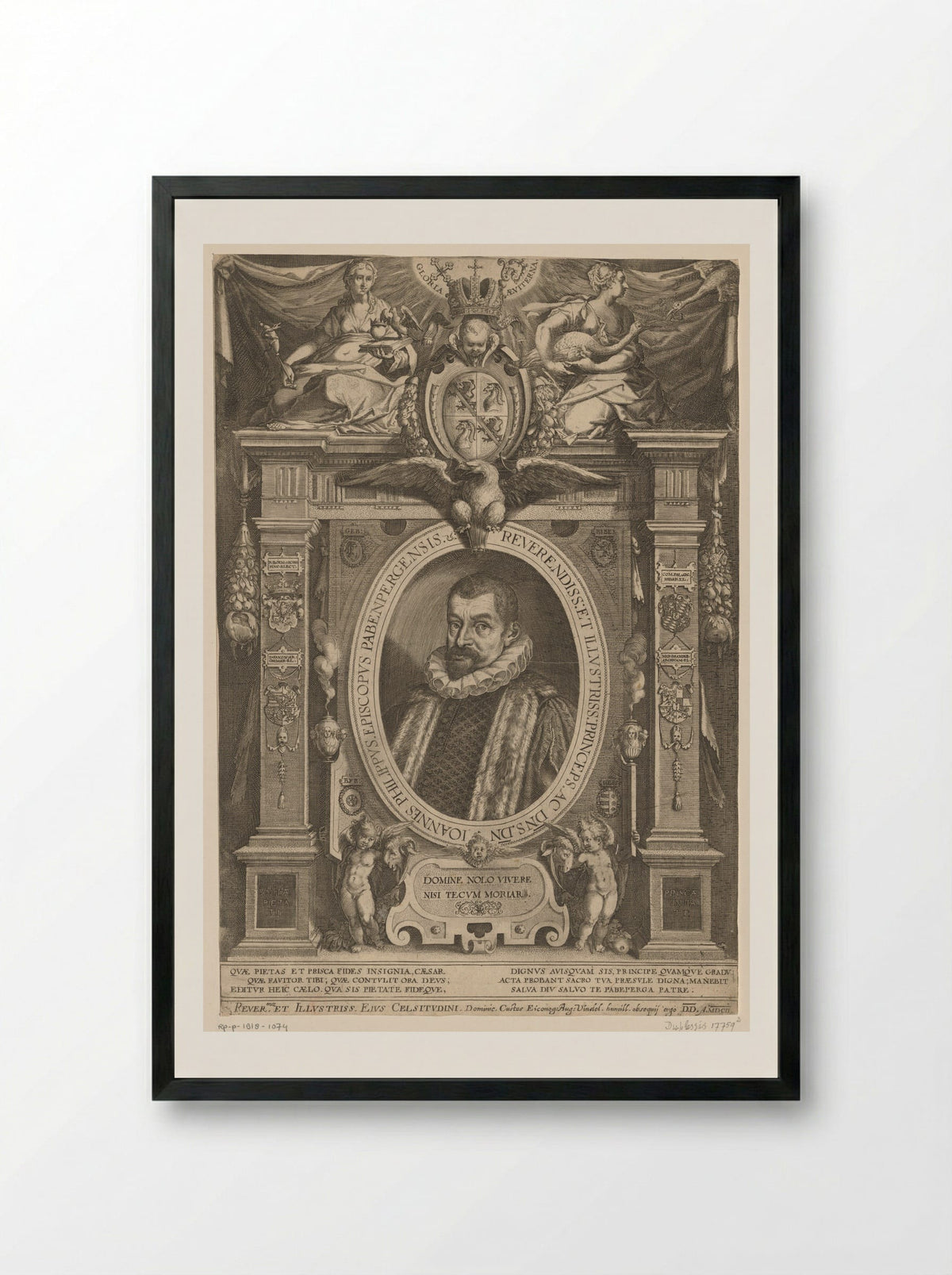 Portrait of Johann Philipp von Gebsattel - Dominicus Custos - Framed Print Black