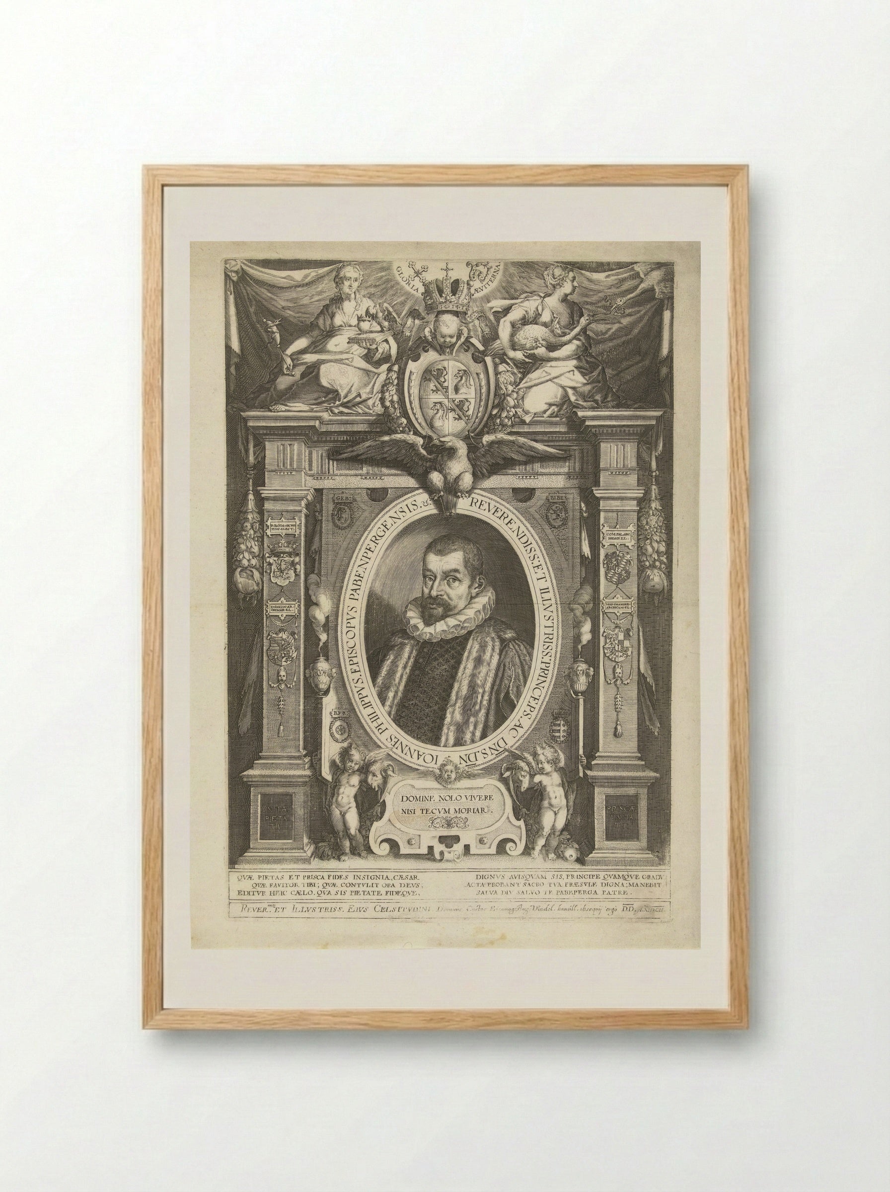 Portrait of Johann Philipp von Gebsattel - Dominicus Custos - Framed Print Wood