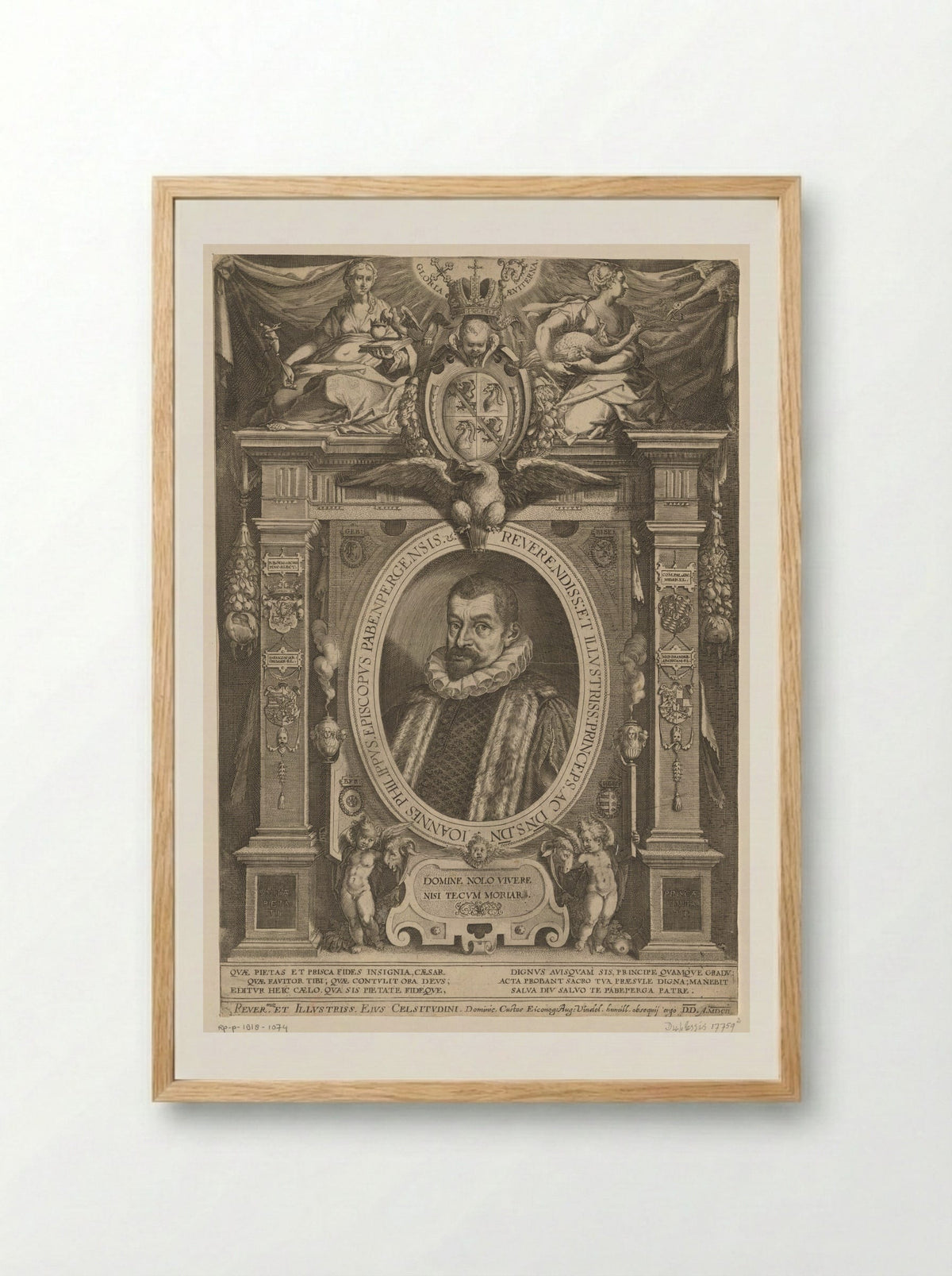 Portrait of Johann Philipp von Gebsattel - Dominicus Custos - Framed Print Wood
