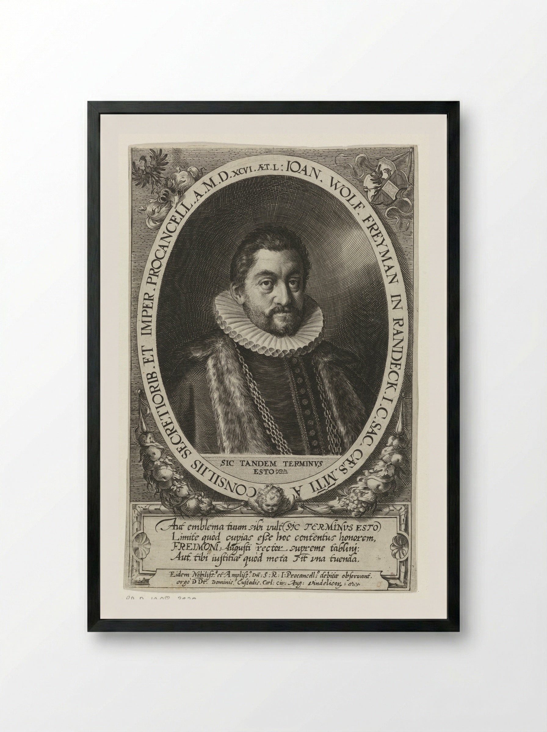 Portrait of Johann Wolfgang Freymann - Dominicus Custos - Framed Print Black