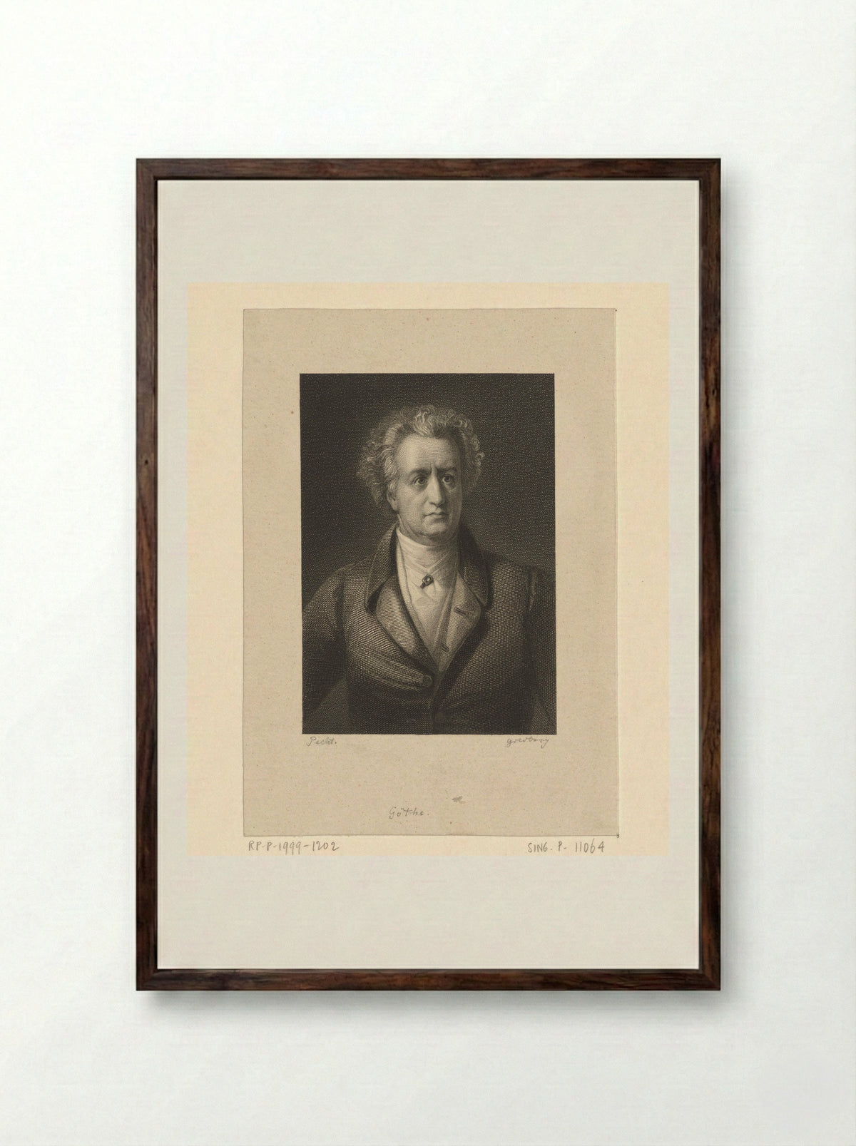 Portrait of Johann Wolfgang von Goethe - Lazarus Gottlieb Sichling - Framed Print Dark Wood