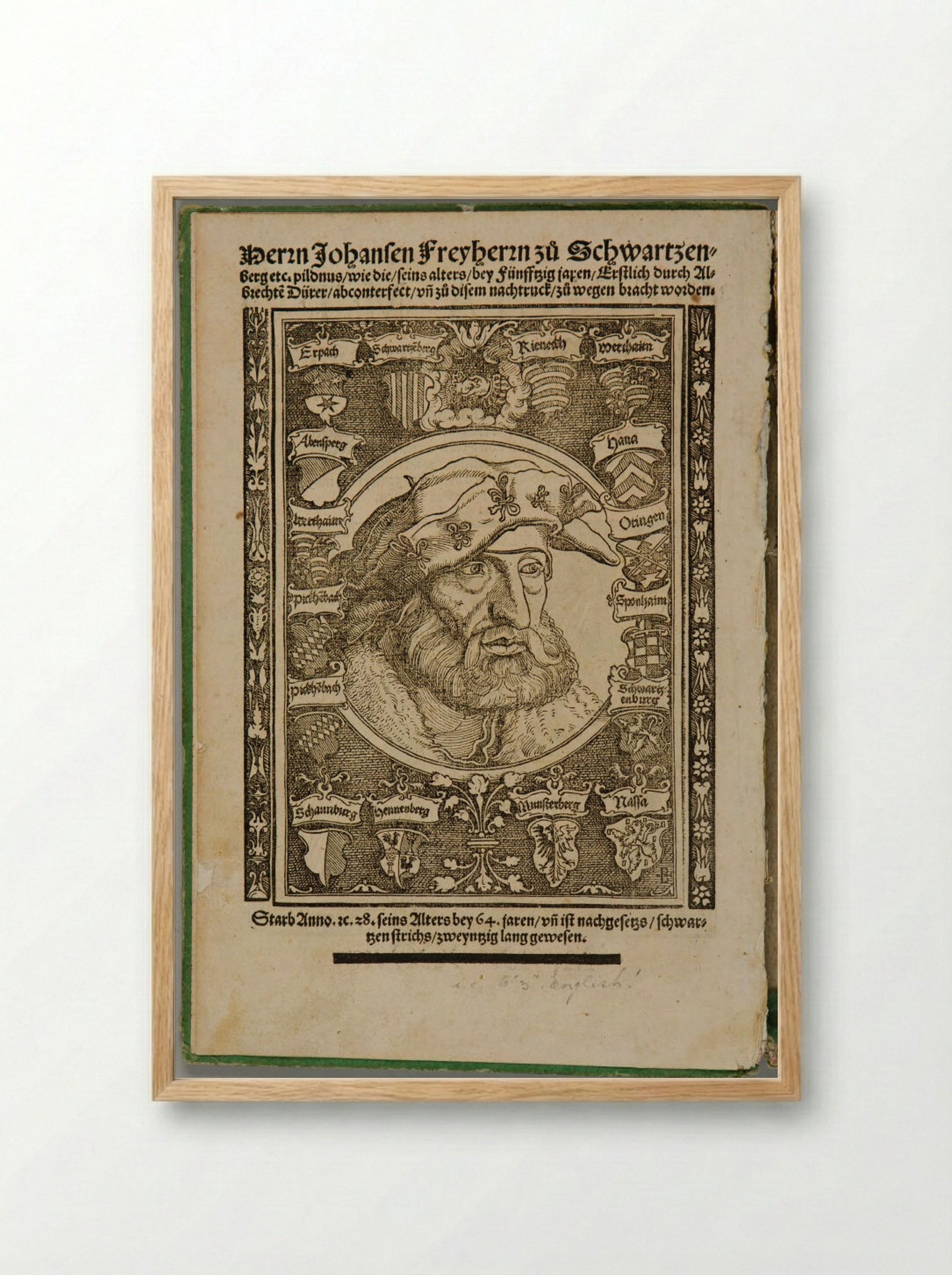 Portrait of Johann von Schwarzenberg - Hans Weiditz - Framed Print Wood