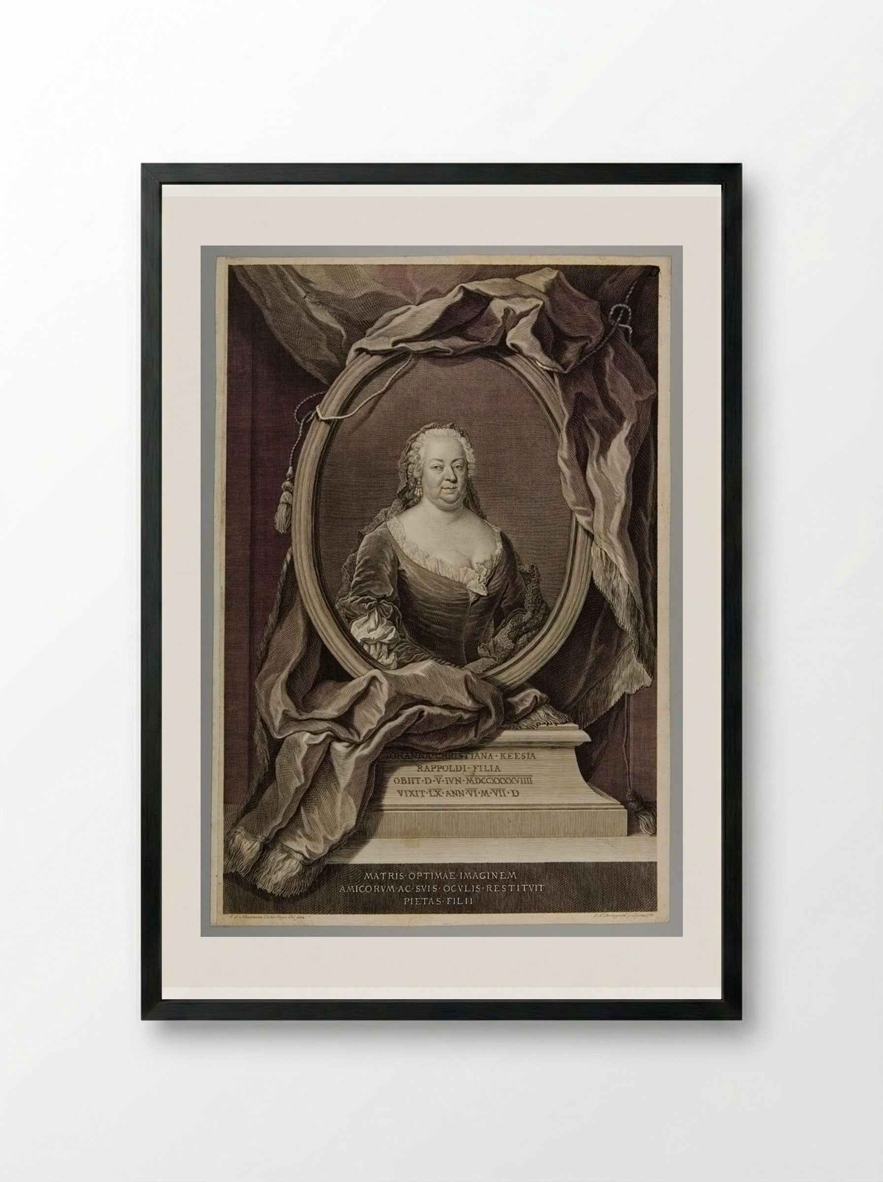 Portrait of Johanna Christiana Kees - Johann Martin Bernigeroth - Framed Print Black