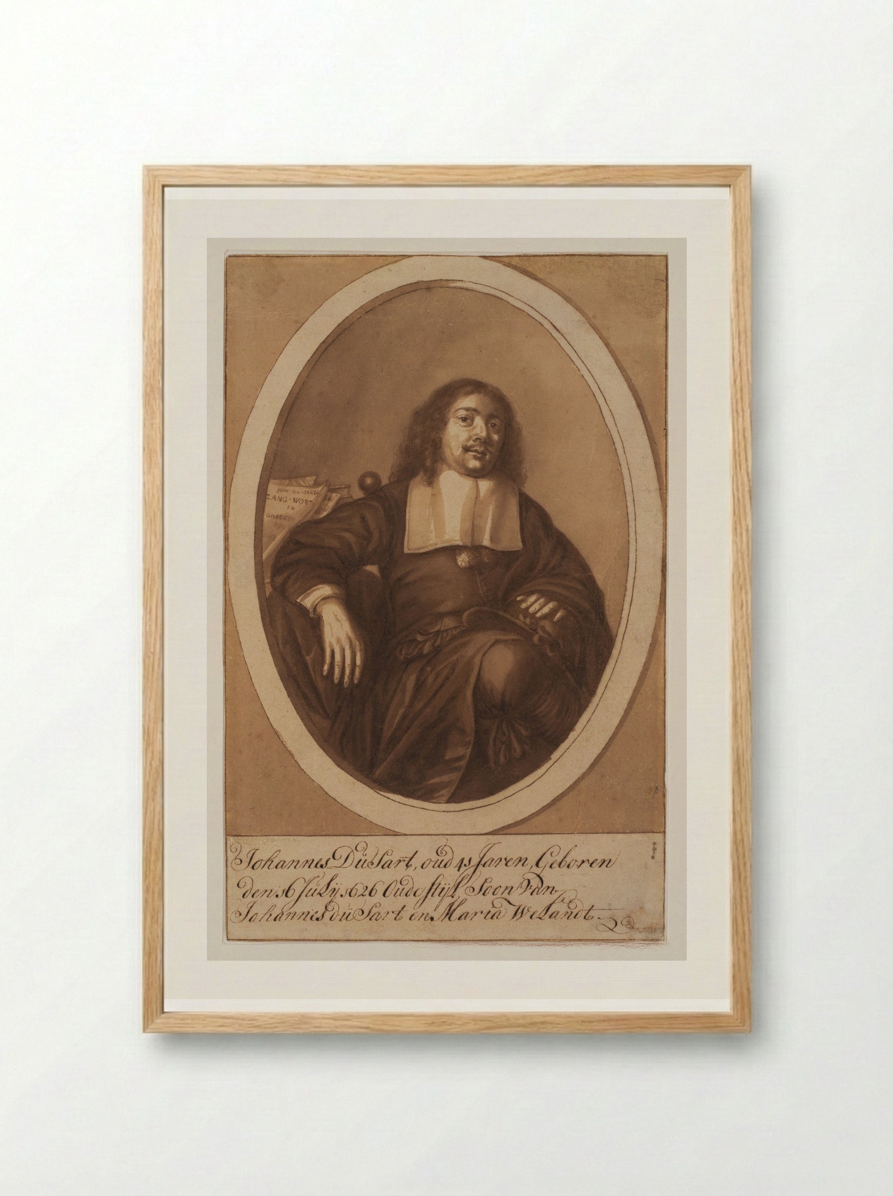 Portrait of Johannes Dusart - Cornelis Dusart - Framed Print Wood