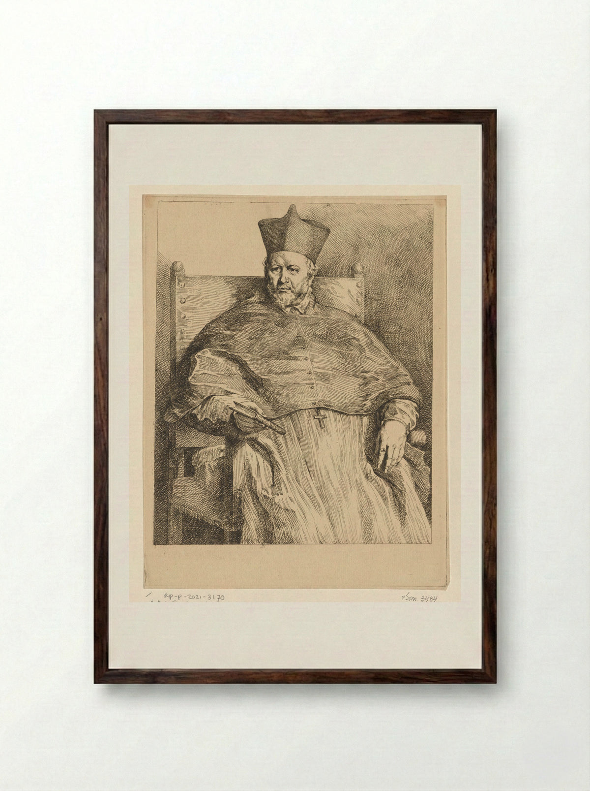 Portrait of Johannes Malderus - Andreas Bernardus de Quertenmont - Framed Print Dark Wood