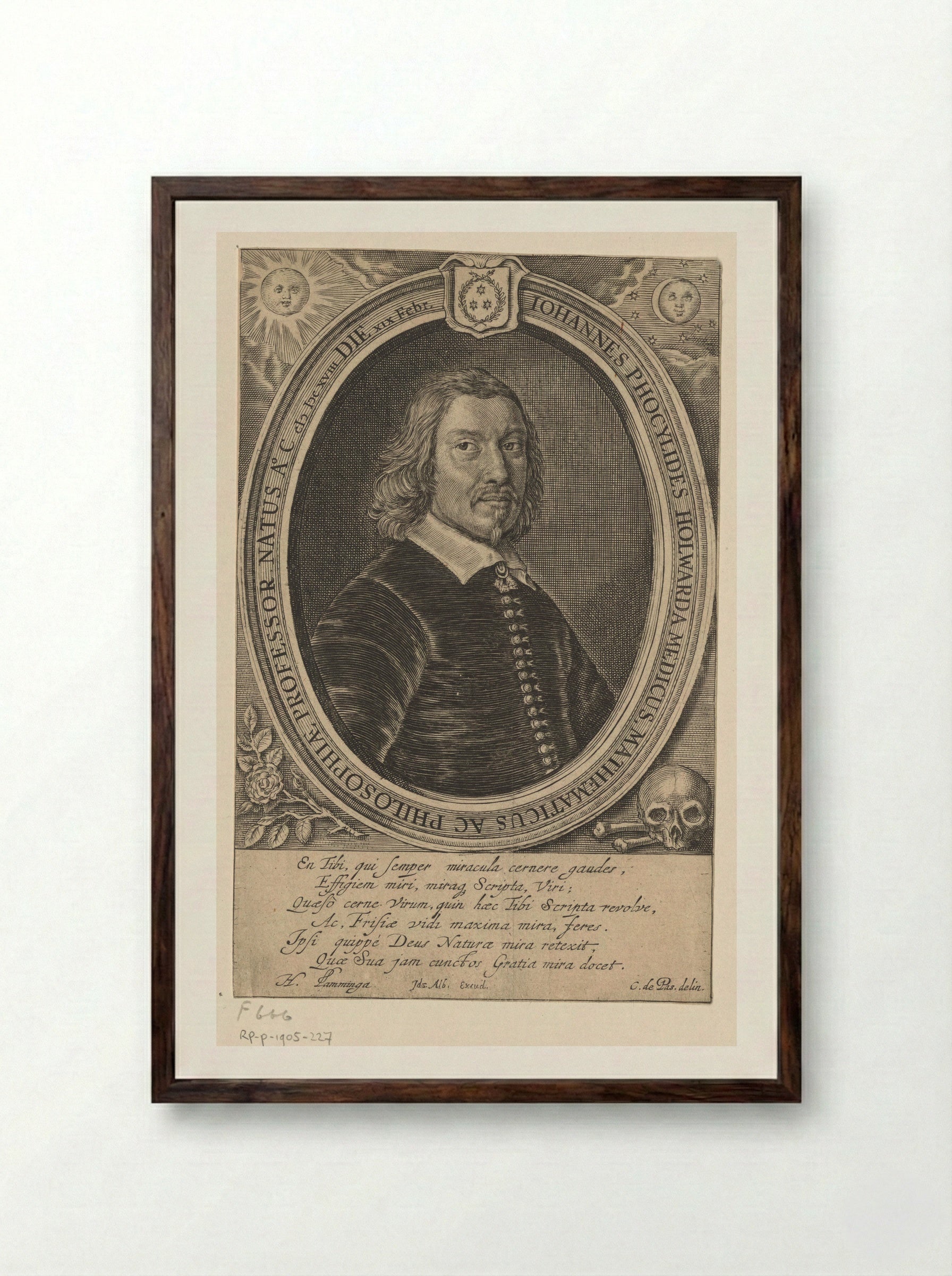 Portrait of Johannes Phocylides Holwarda - Crispijn van de Passe (II) - Framed Print Dark Wood