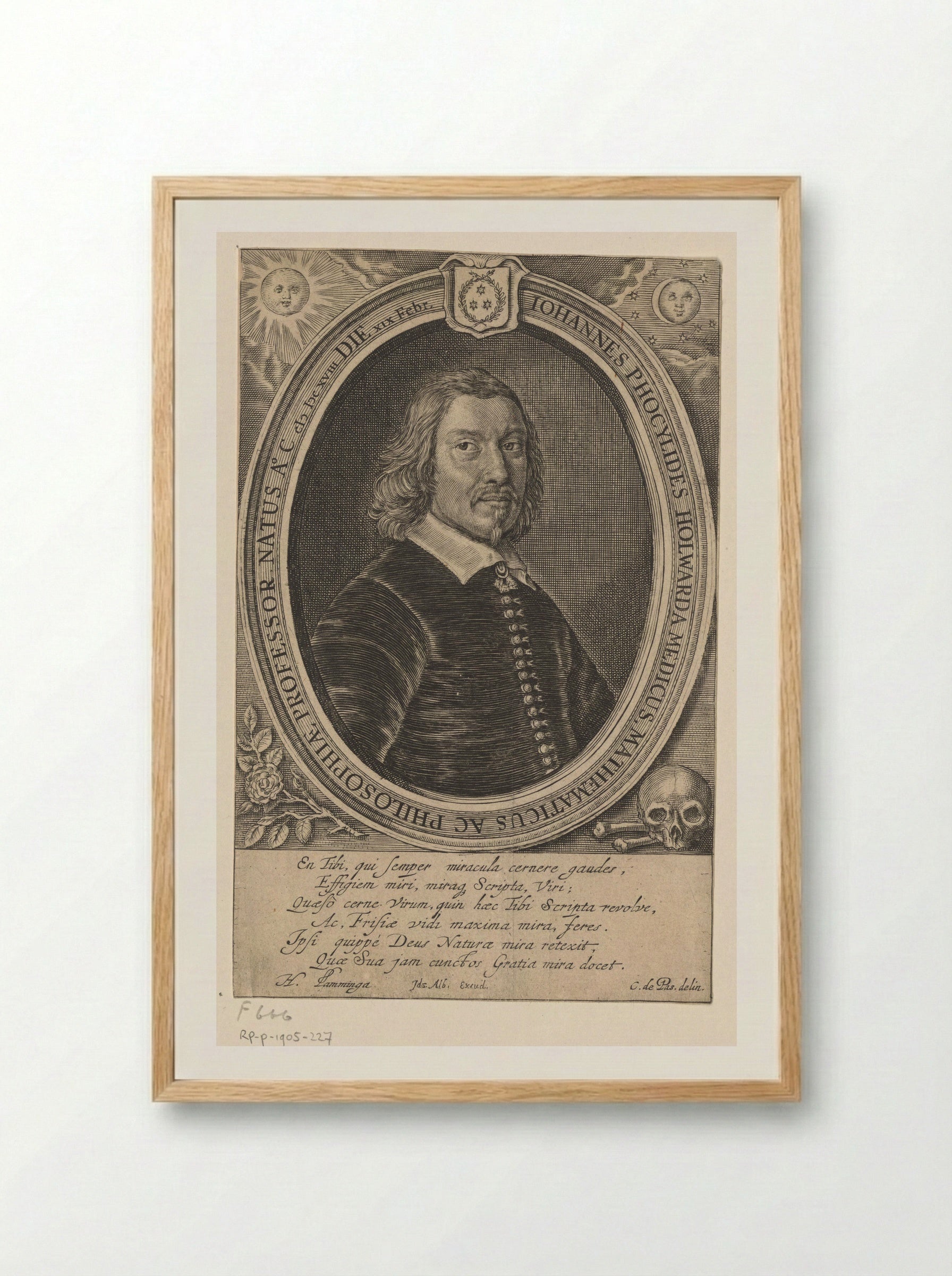 Portrait of Johannes Phocylides Holwarda - Crispijn van de Passe (II) - Framed Print Wood