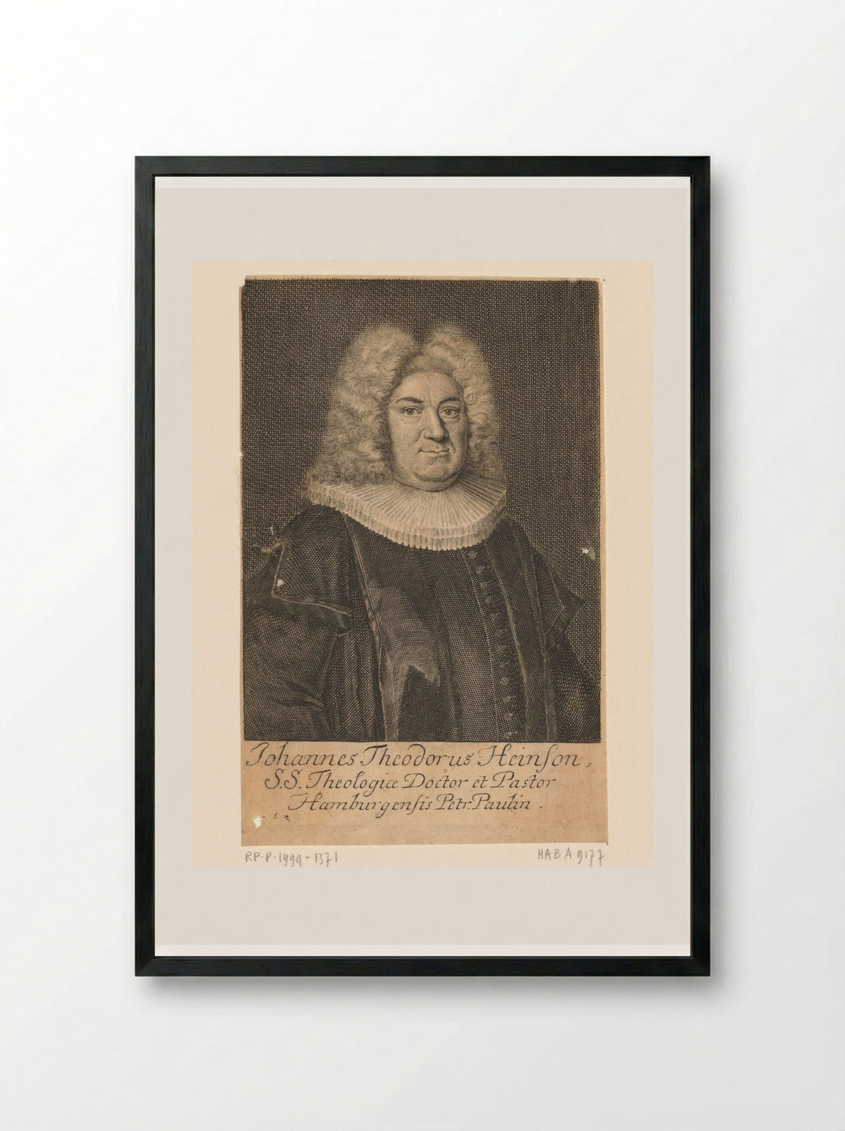 Portrait of Johannes Theodorus Heinson - Johann Martin Bernigeroth - Framed Print Black