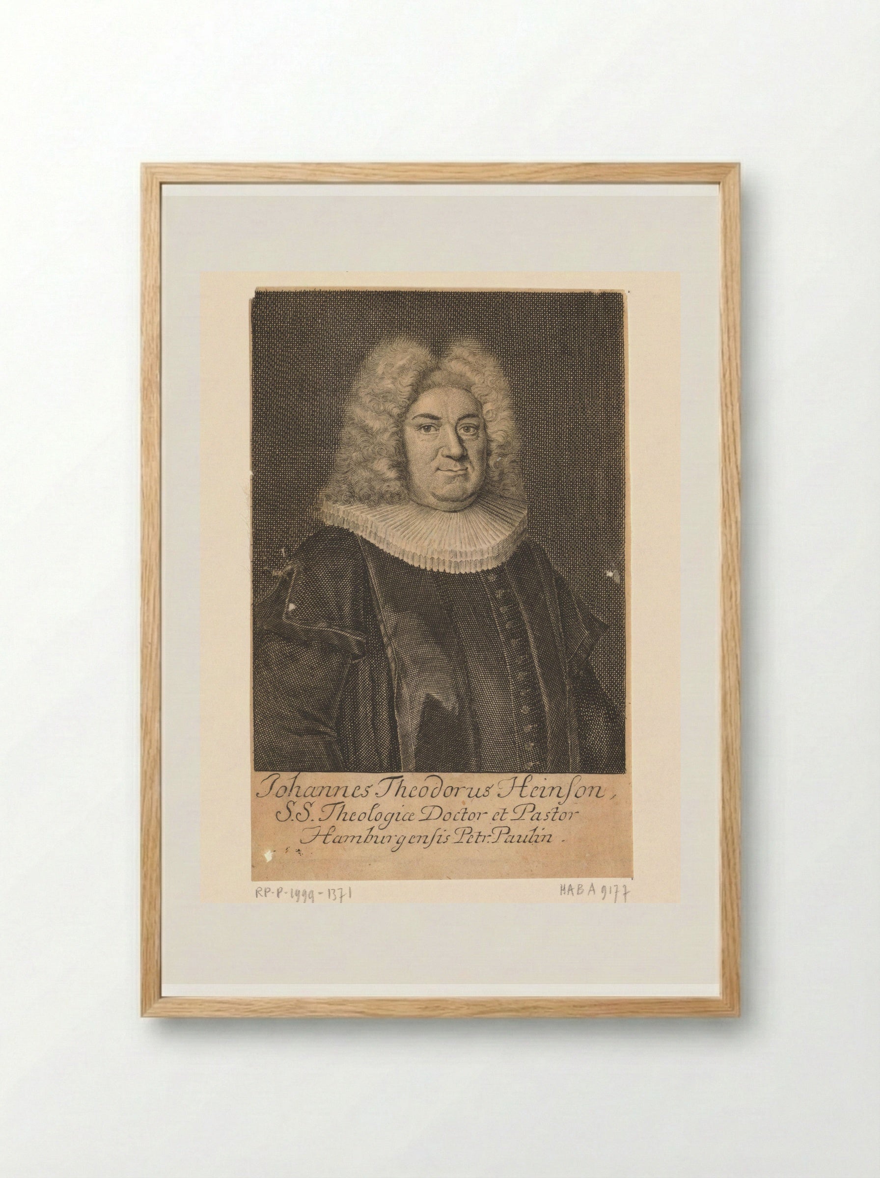 Portrait of Johannes Theodorus Heinson - Johann Martin Bernigeroth - Framed Print Wood