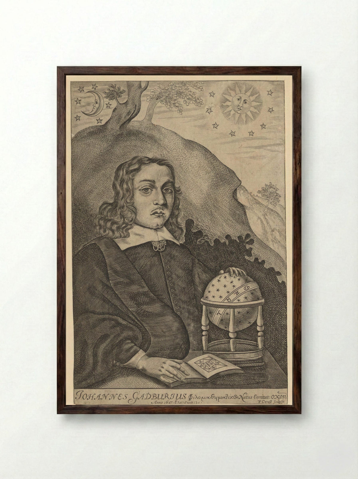 Portrait of John Gadbury - Thomas Cross - Framed Print Dark Wood