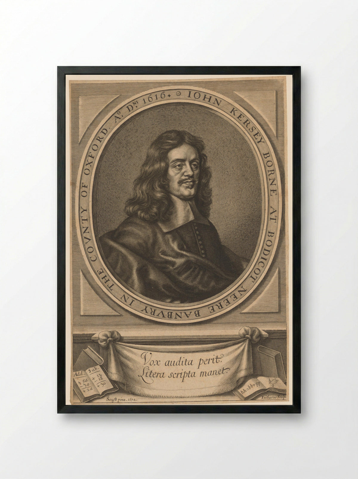 Portrait of John Kersey - William Faithorne - Framed Print Black