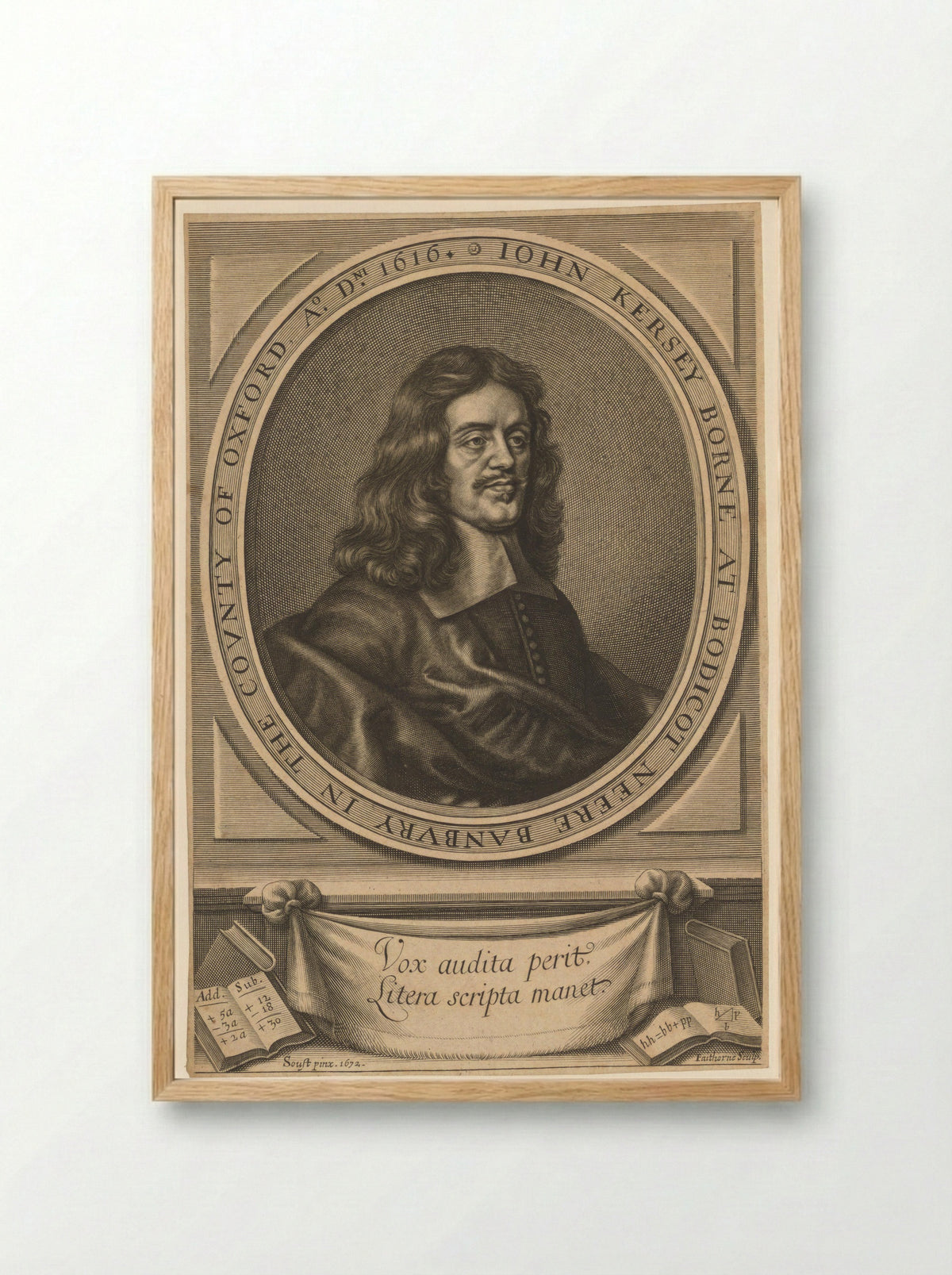 Portrait of John Kersey - William Faithorne - Framed Print Wood