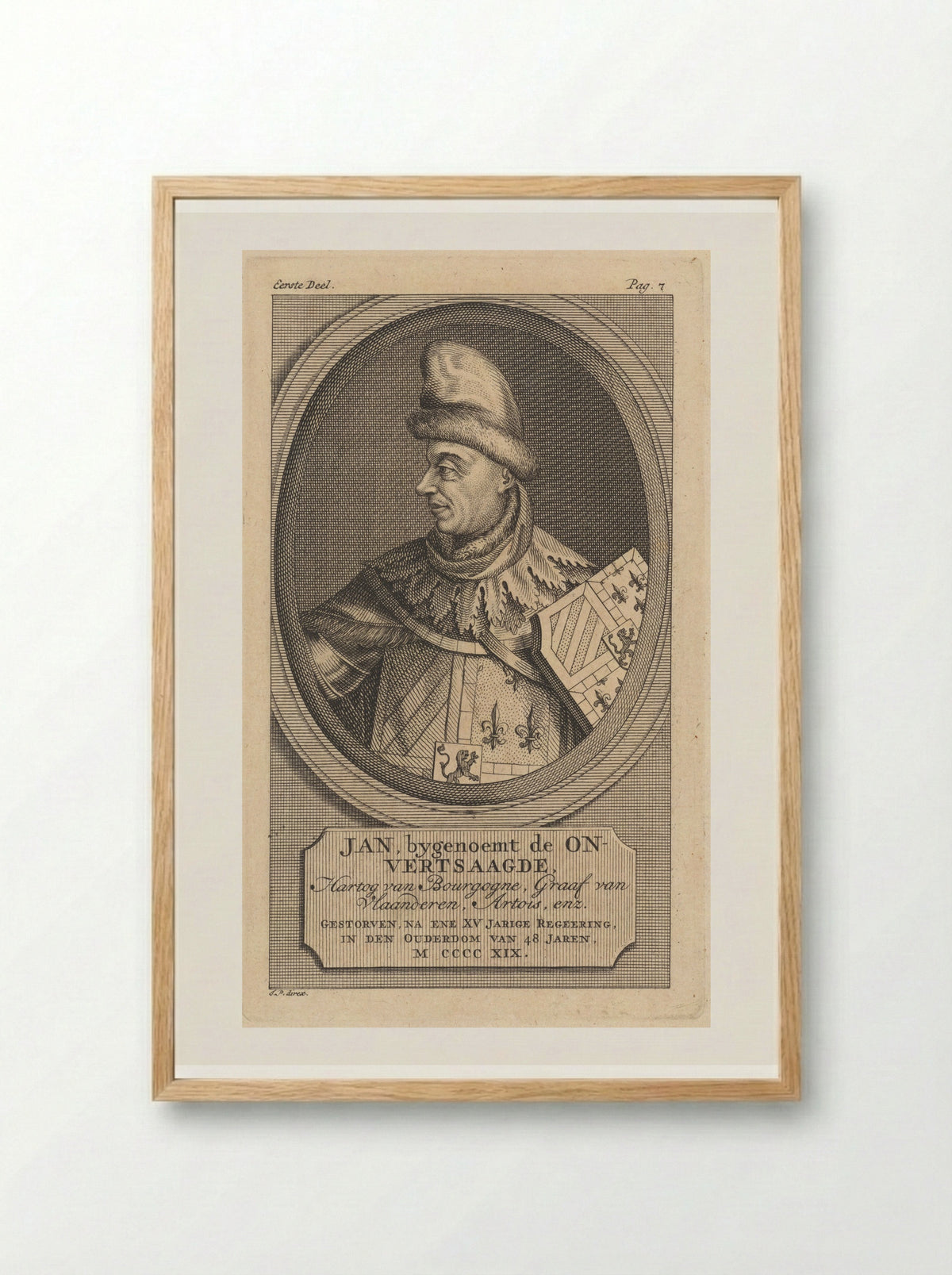 Portrait of John the Fearless, Duke of Burgundy - Jan Punt - Framed Print Wood