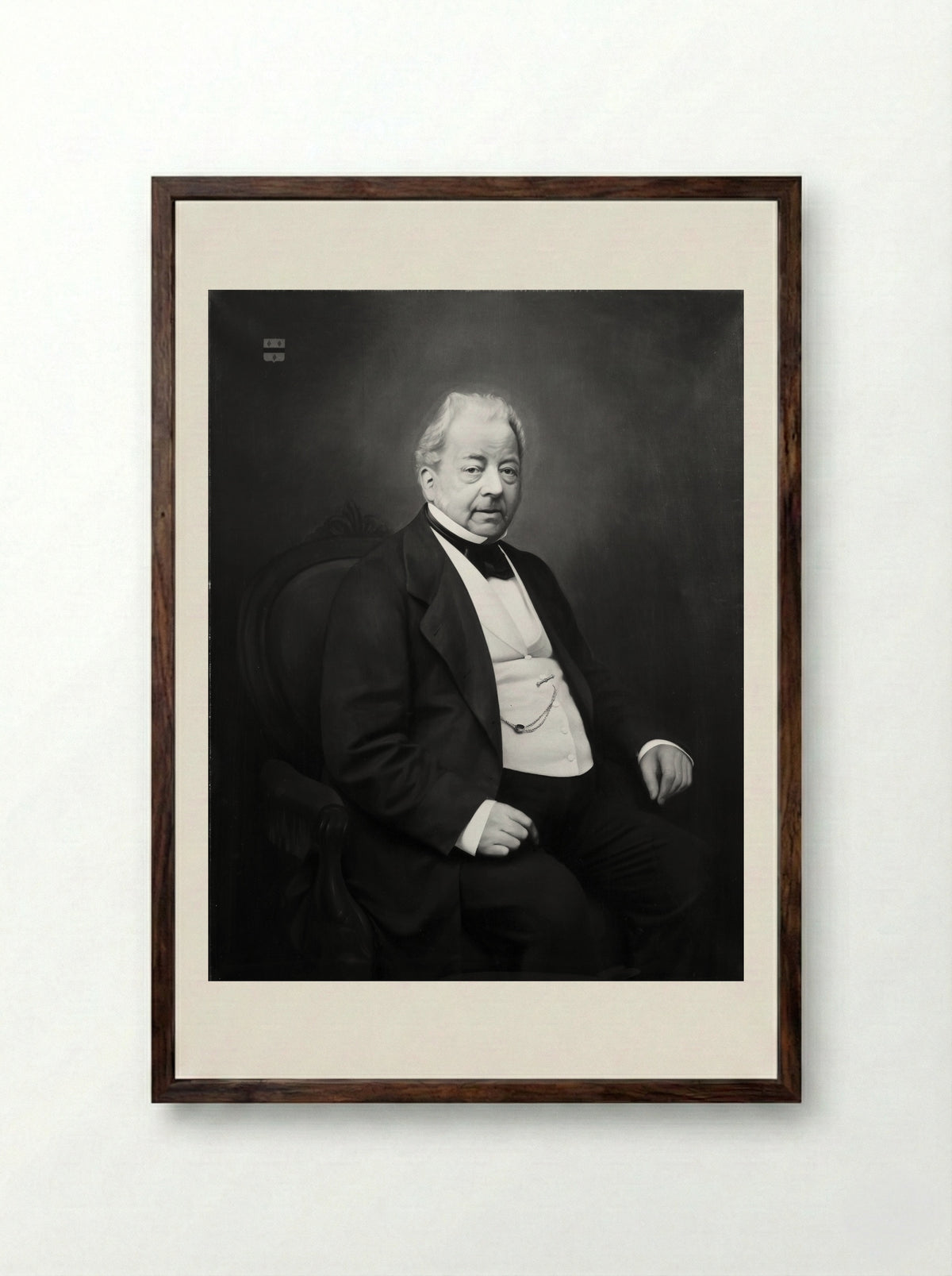 Portrait of Jonkheer Jacobus Salomon Hendrik van de Poll - Jan Hendrik Maschaupt - Framed Print Dark Wood