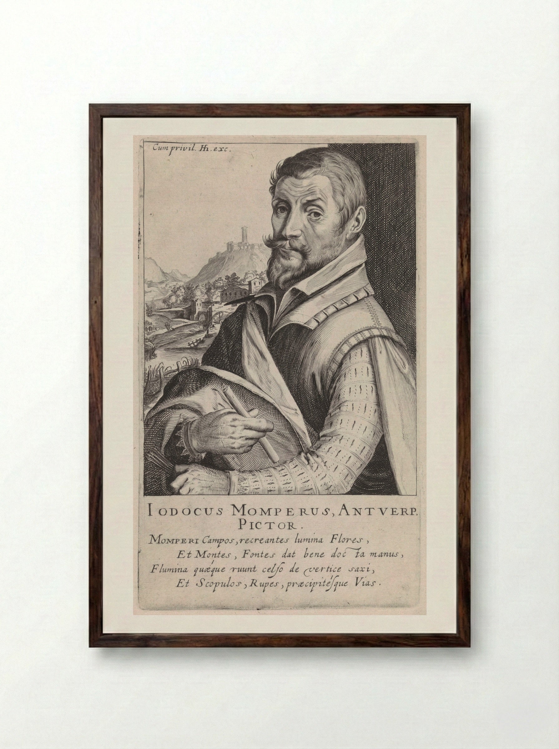 Portrait of Joos de Momper - Simon Frisius - Framed Print Dark Wood