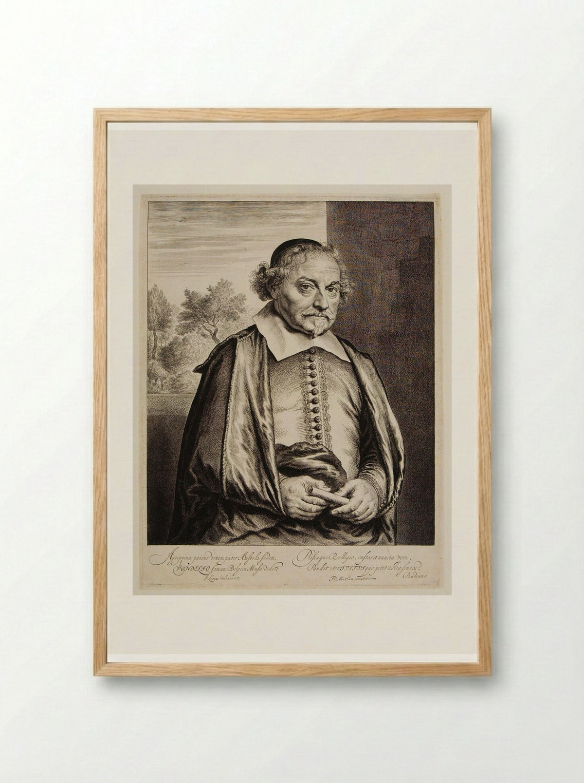 Portrait of Joost van den Vondel - Jan Lievens - Framed Print Wood