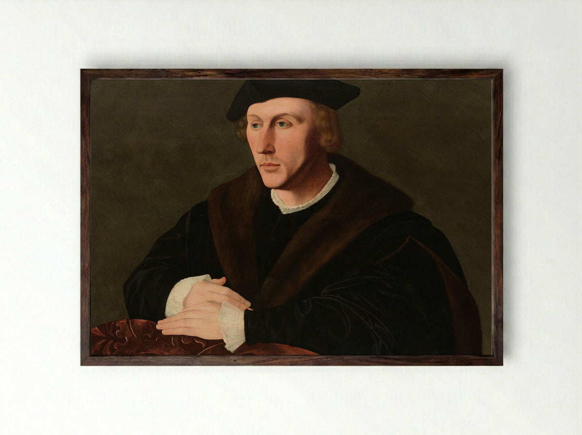 Portrait of Joris van Egmond - Jan van Scorel - Framed Print Dark Wood